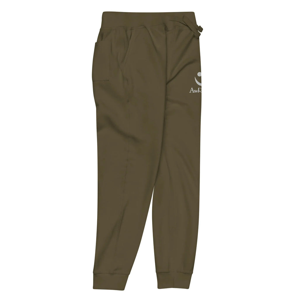 Unisex Fleece Sweatpants | AwRans sweatpants AwRans Clothing unisex-fleece-sweatpants-military-green-front-right-678f669706566