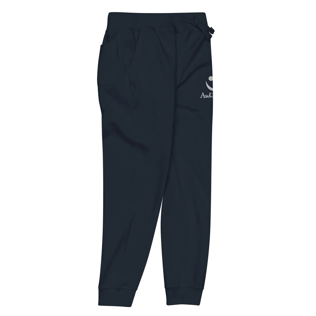 Unisex Fleece Sweatpants | AwRans sweatpants AwRans Clothing unisex-fleece-sweatpants-navy-blazer-front-right-678f669705f5f