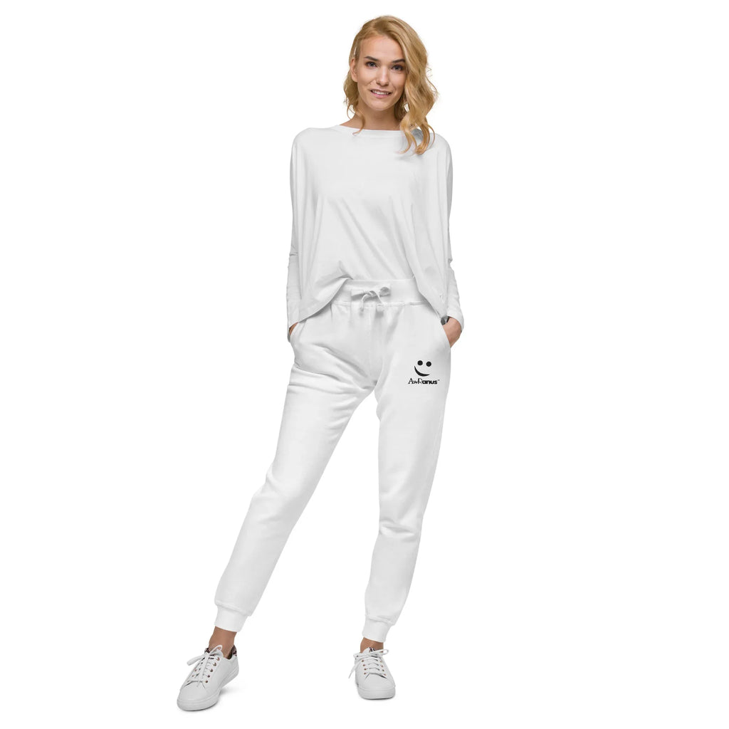 Unisex Fleece Sweatpants | AwRans sweatpants AwRans Clothing unisex-fleece-sweatpants-white-front-678f66fc6309a