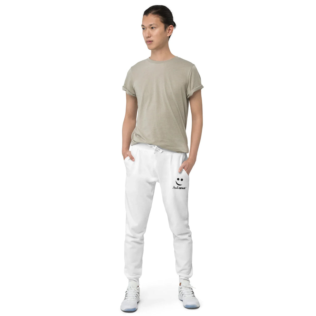 Unisex Fleece Sweatpants | AwRans sweatpants AwRans Clothing unisex-fleece-sweatpants-white-front-678f66fc63180