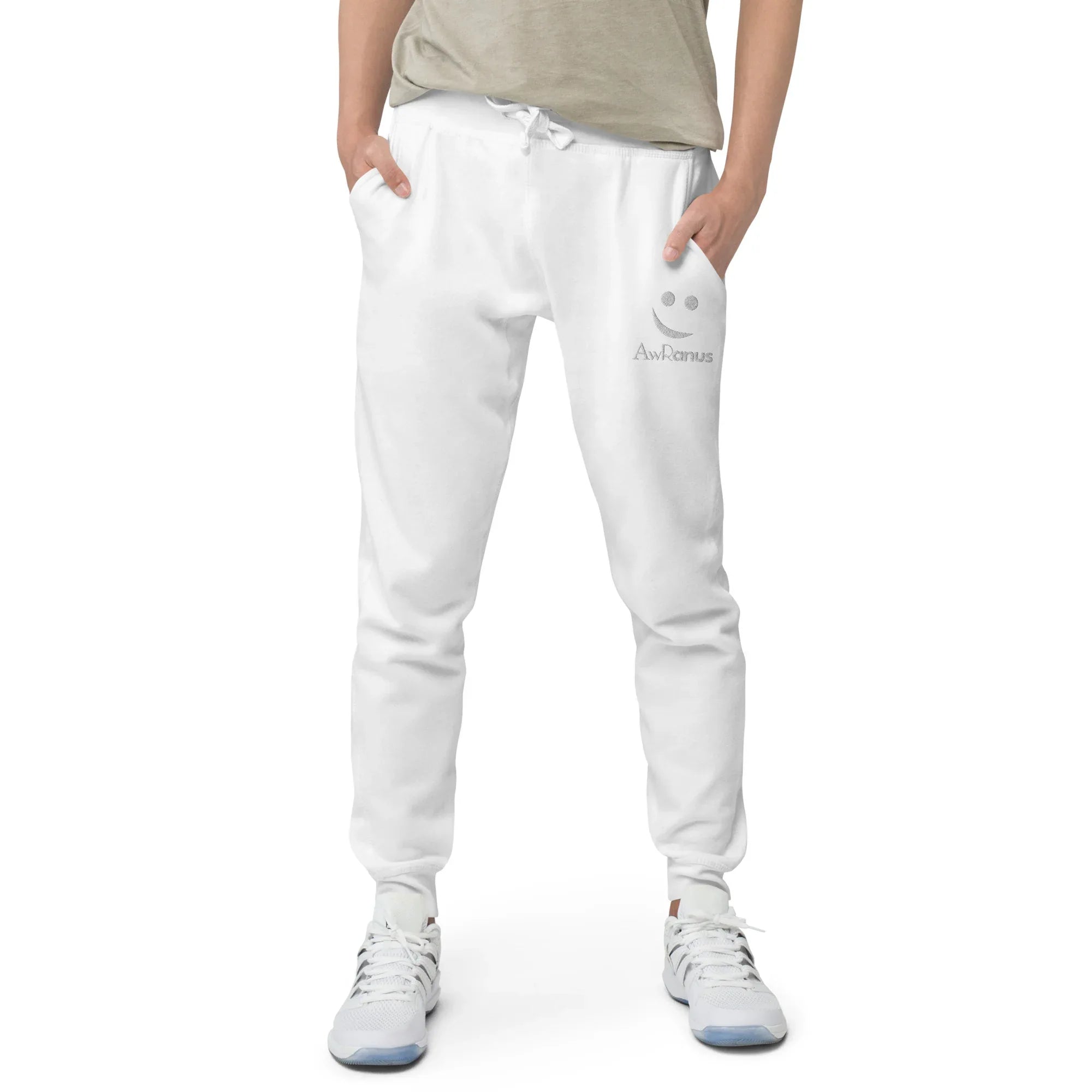 AwRans | Premium Unisex Fleece Sweatpants fleece sweatpants AwRans Clothing unisex-fleece-sweatpants-white-front-688d514192093