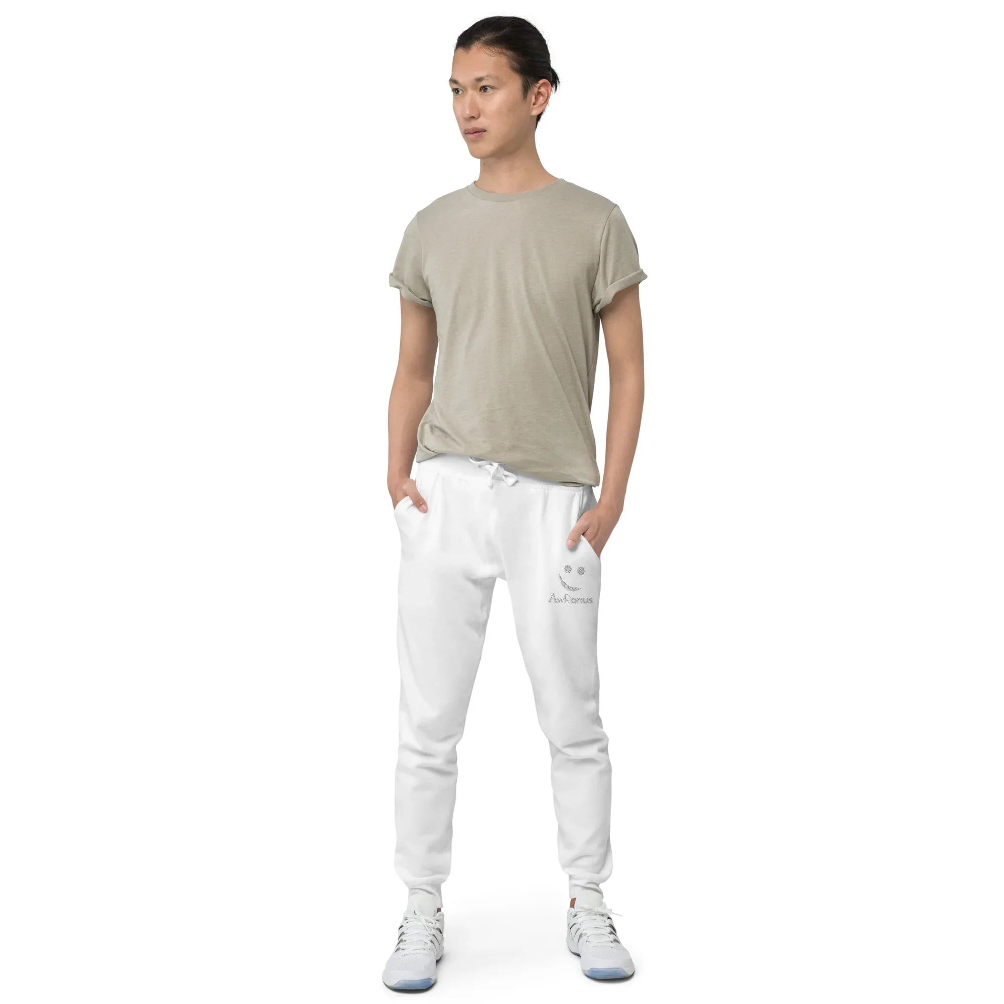 AwRans | Premium Unisex Fleece Sweatpants fleece sweatpants AwRans Clothing unisex-fleece-sweatpants-white-front-688d514192277