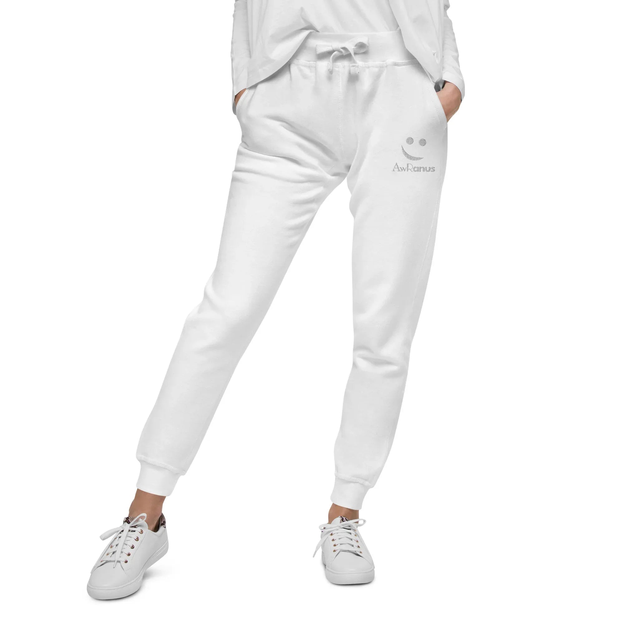 AwRans | Premium Unisex Fleece Sweatpants fleece sweatpants AwRans Clothing unisex-fleece-sweatpants-white-front-688d5141924dc