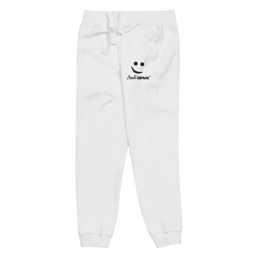Unisex Fleece Sweatpants | AwRans sweatpants AwRans Clothing unisex-fleece-sweatpants-white-front-left-678f66fc6329e