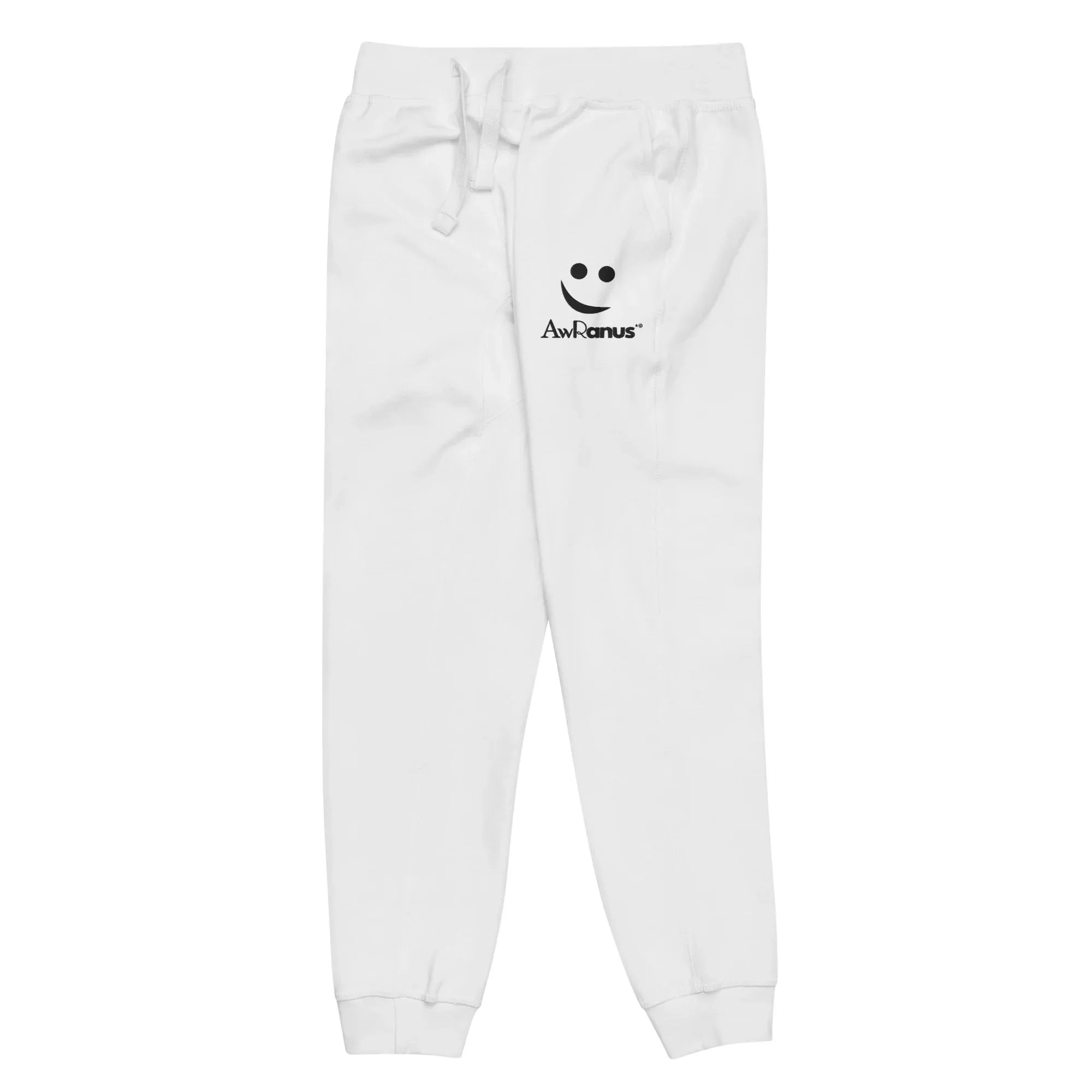 Unisex Fleece Sweatpants | AwRans sweatpants AwRans Clothing unisex-fleece-sweatpants-white-front-left-678f66fc6329e