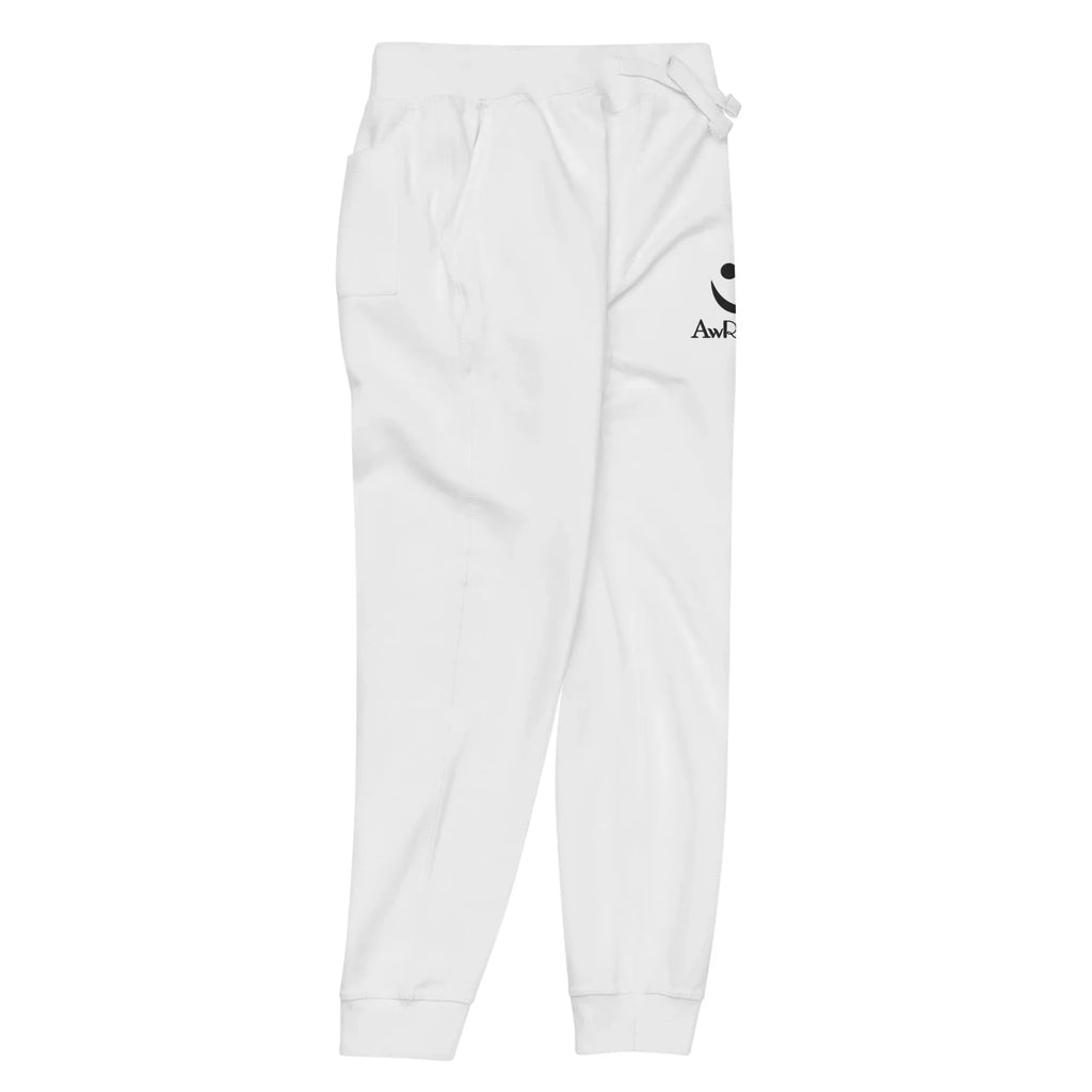 Unisex Fleece Sweatpants | AwRans sweatpants AwRans Clothing unisex-fleece-sweatpants-white-front-right-678f66fc6330b
