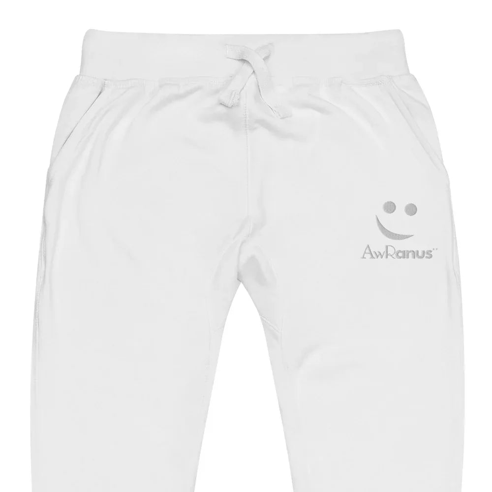 Unisex Fleece Sweatpants | AwRans sweatpants AwRans Clothing unisex-fleece-sweatpants-white-zoomed-in-678f669706a42