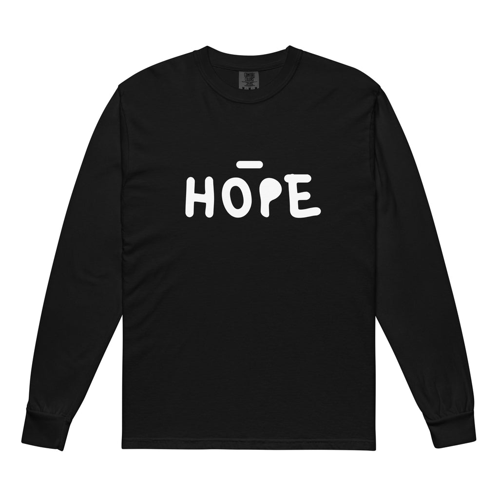 Unisex Garment-dyed heavyweight long-sleeve shirt | Hope Black long-sleeve shirt AwRans Clothing unisex-garment-dyed-heavyweight-long-sleeve-shirt-black-front-67eaade526232