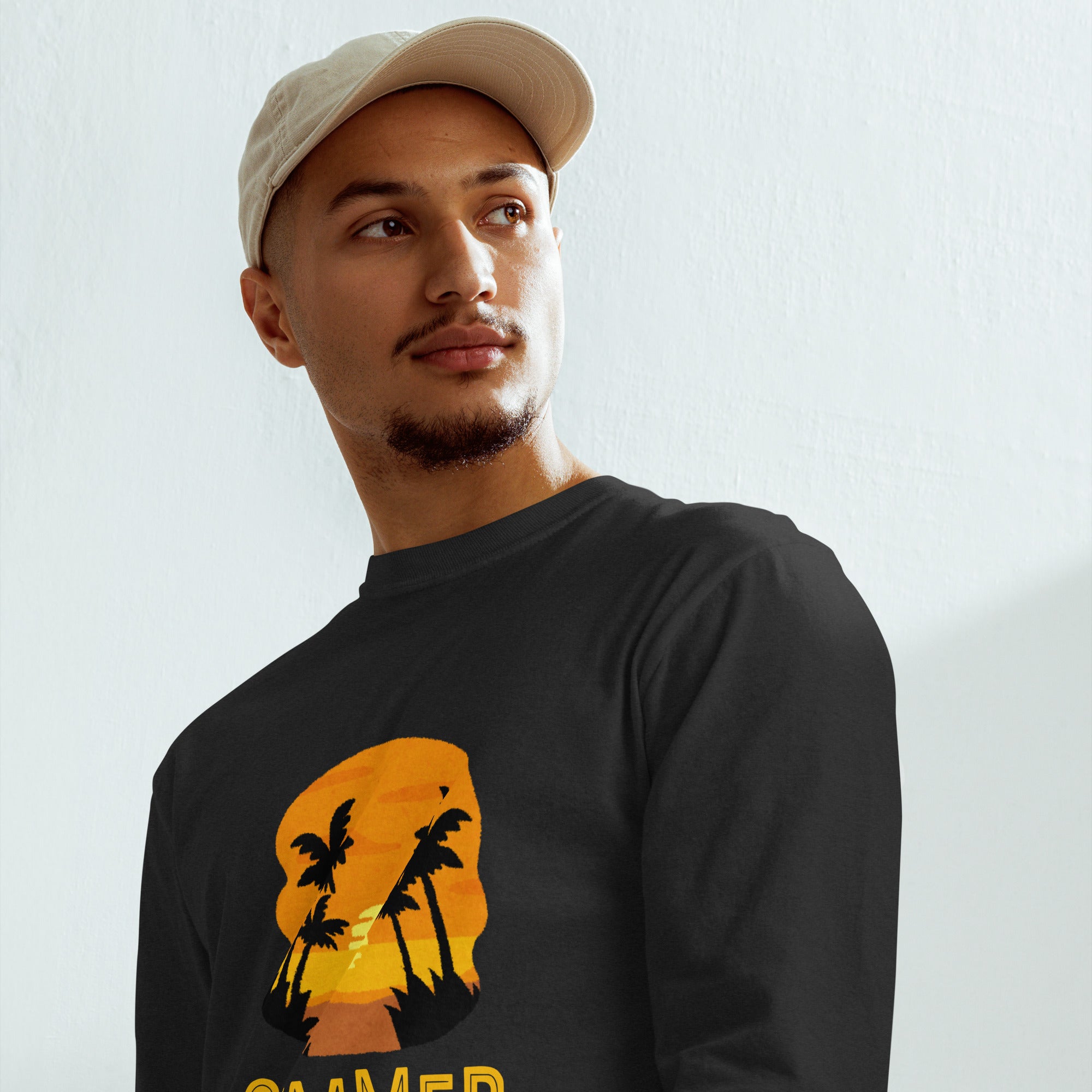Unisex Garment-dyed heavyweight long-sleeve shirt | Summer Sunset long-sleeve shirt AwRans Clothing unisex-garment-dyed-heavyweight-long-sleeve-shirt-black-front-67eaae921c737
