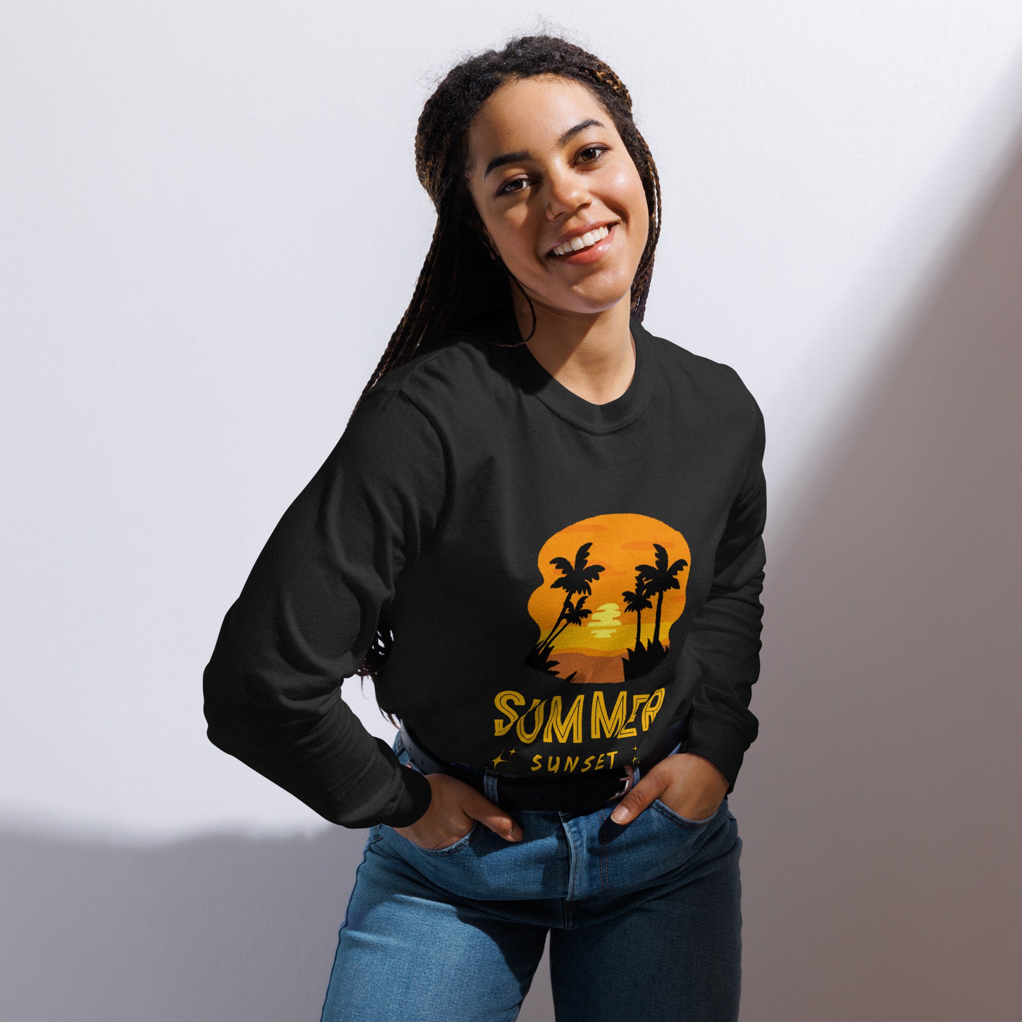 Unisex Garment-dyed heavyweight long-sleeve shirt | Summer Sunset long-sleeve shirt AwRans Clothing unisex-garment-dyed-heavyweight-long-sleeve-shirt-black-front-67eaae921cb4b