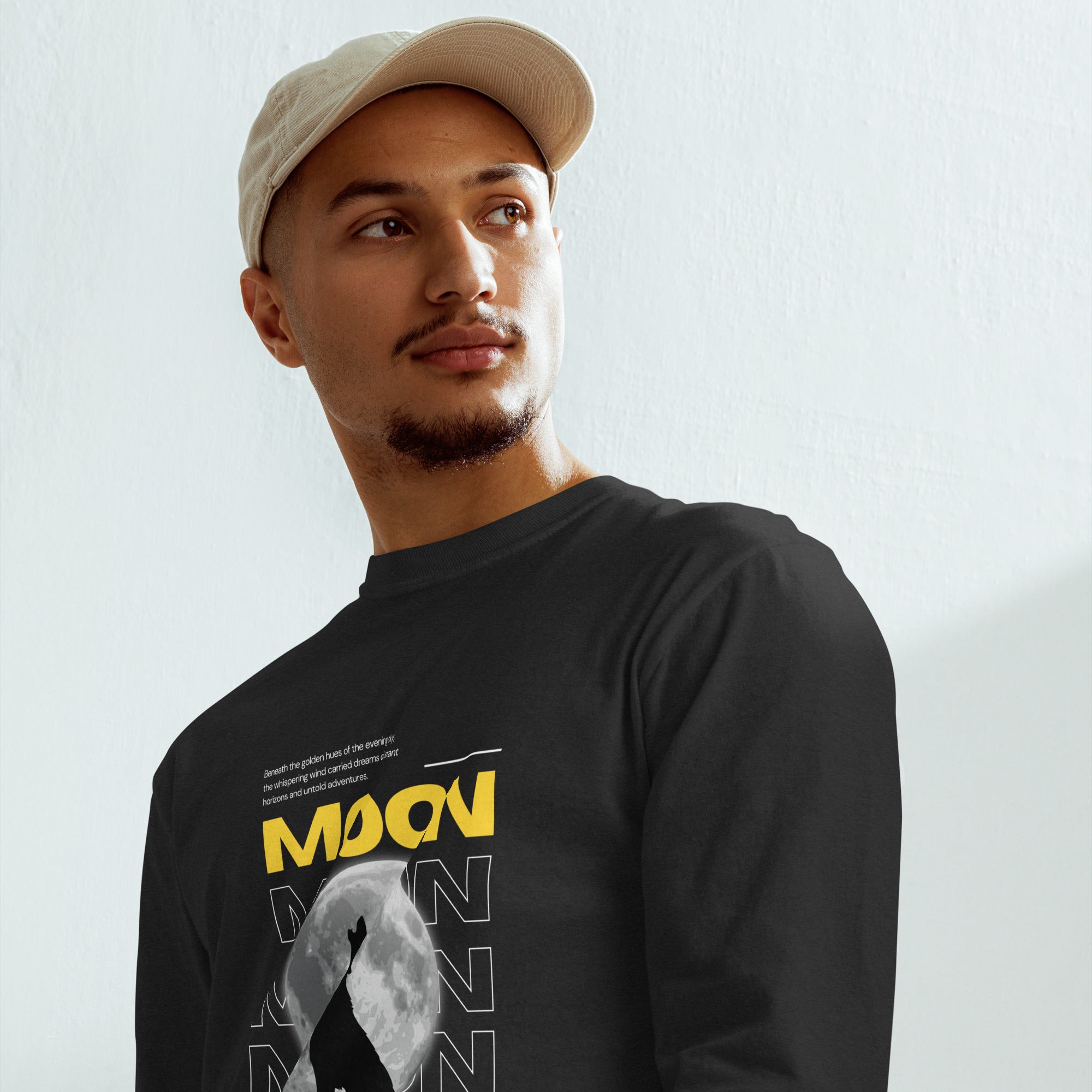 Unisex Garment-dyed heavyweight long-sleeve shirt | Moon long-sleeve shirt AwRans Clothing unisex-garment-dyed-heavyweight-long-sleeve-shirt-black-front-67eaaf411c8f9
