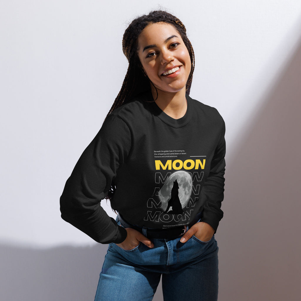 Unisex Garment-dyed heavyweight long-sleeve shirt | Moon long-sleeve shirt AwRans Clothing unisex-garment-dyed-heavyweight-long-sleeve-shirt-black-front-67eaaf411cad0