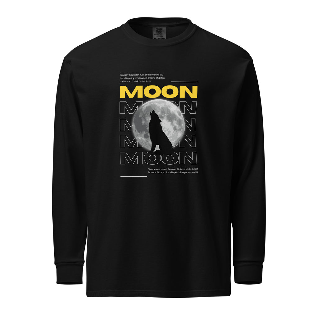 Unisex Garment-dyed heavyweight long-sleeve shirt | Moon long-sleeve shirt AwRans Clothing unisex-garment-dyed-heavyweight-long-sleeve-shirt-black-front-67eaaf411da26
