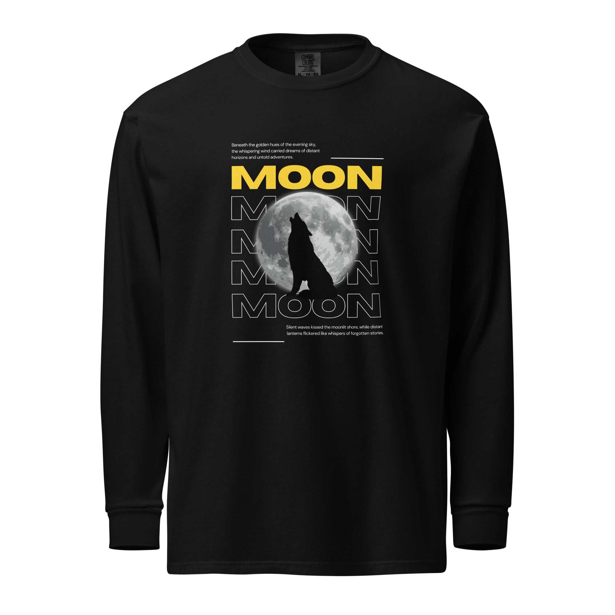Unisex Garment-dyed heavyweight long-sleeve shirt | Moon long-sleeve shirt AwRans Clothing unisex-garment-dyed-heavyweight-long-sleeve-shirt-black-front-67eaaf411da26