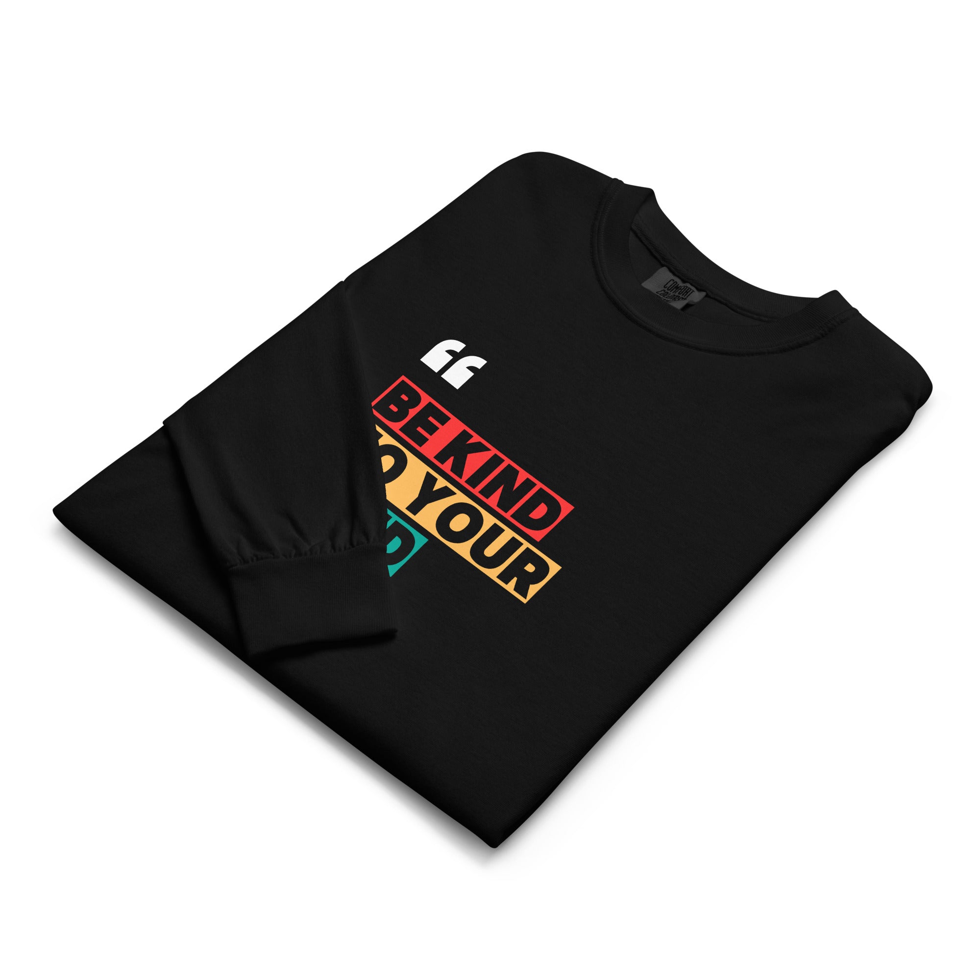Unisex Garment-dyed heavyweight long-sleeve shirt | Be Kind To Your Mind long-sleeve shirt AwRans Clothing unisex-garment-dyed-heavyweight-long-sleeve-shirt-black-front-67eaaff167608