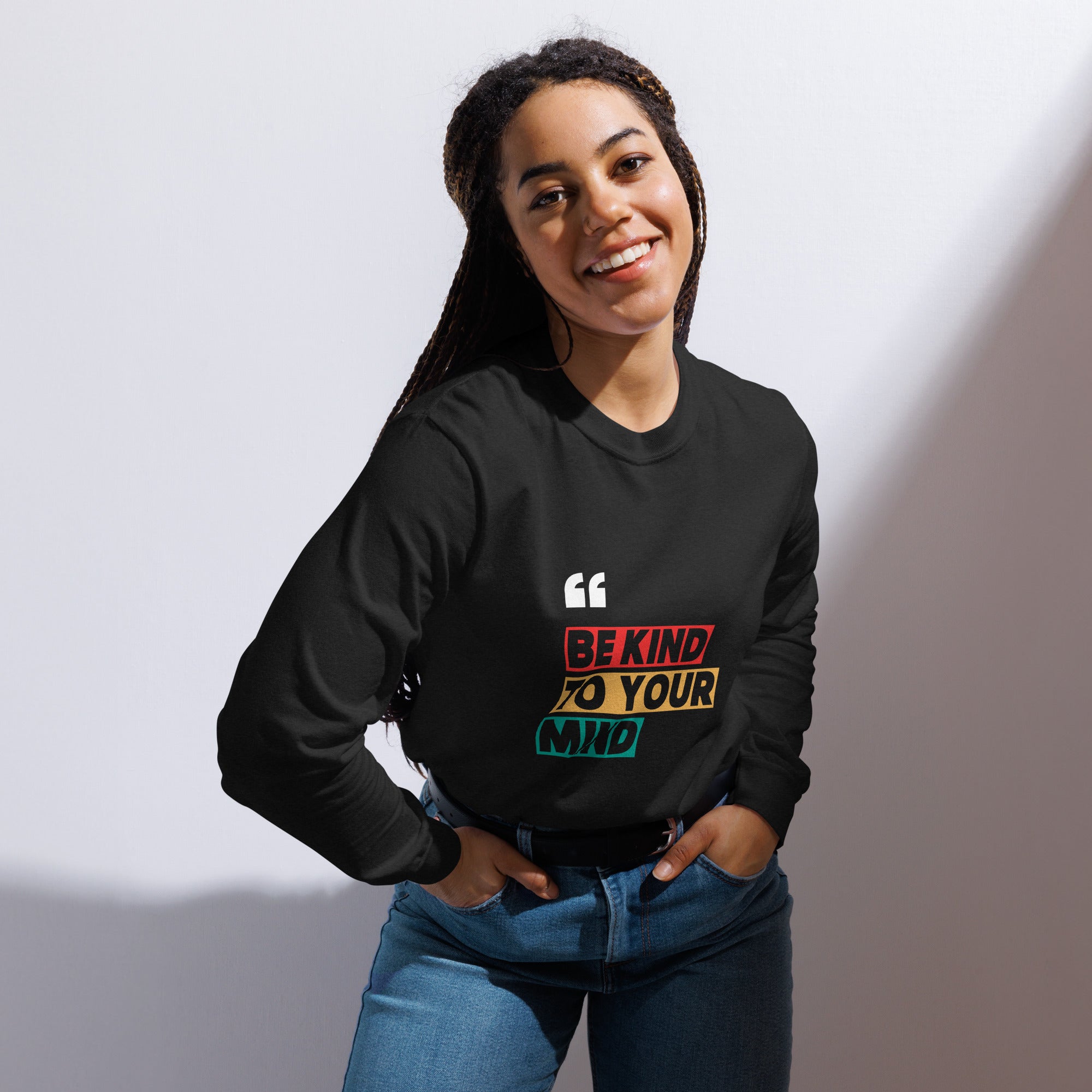 Unisex Garment-dyed heavyweight long-sleeve shirt | Be Kind To Your Mind long-sleeve shirt AwRans Clothing unisex-garment-dyed-heavyweight-long-sleeve-shirt-black-front-67eaaff1679e8