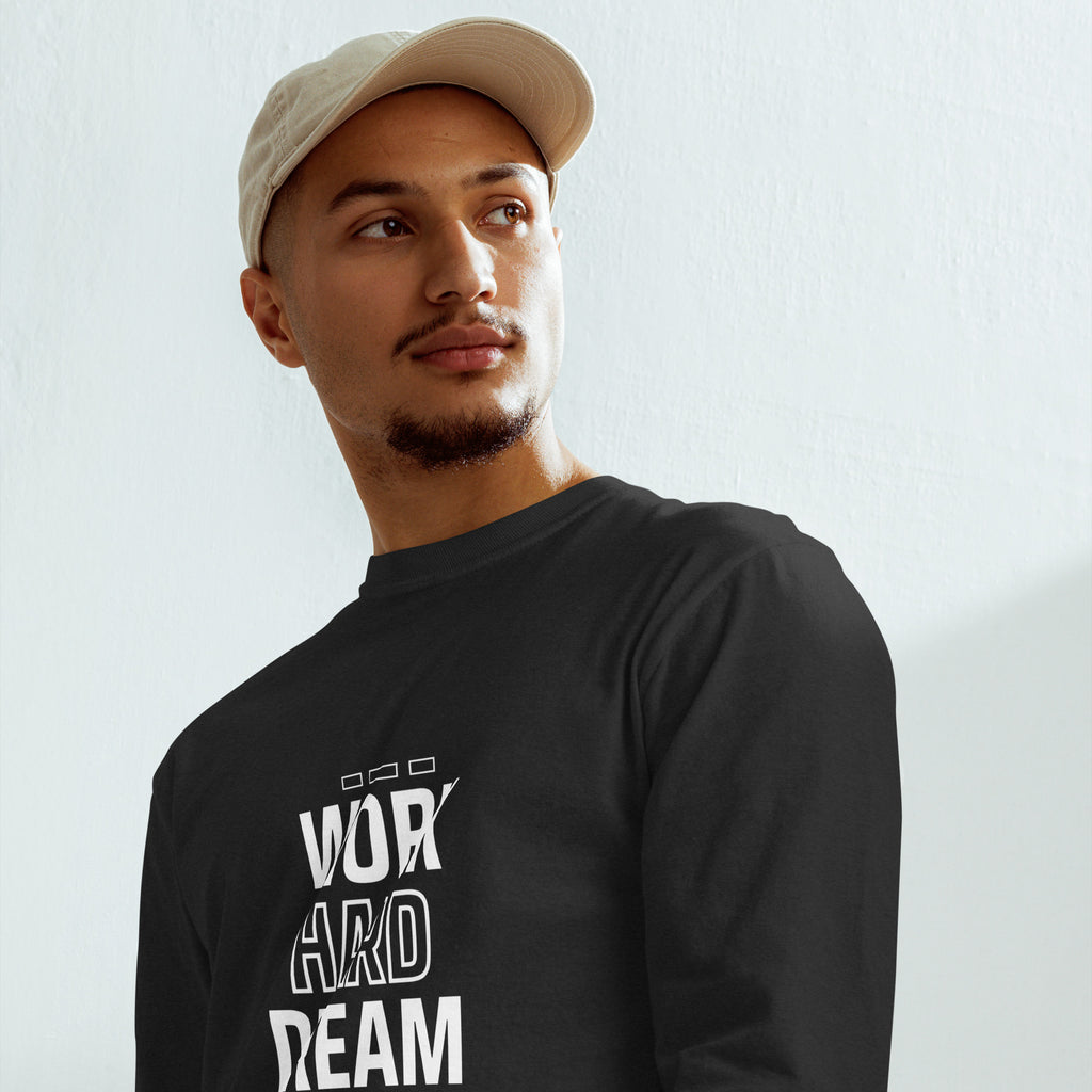 Unisex Garment-dyed heavyweight long-sleeve shirt | Work Hard , Dream Big long-sleeve shirt AwRans Clothing unisex-garment-dyed-heavyweight-long-sleeve-shirt-black-front-67eab157a8c4d