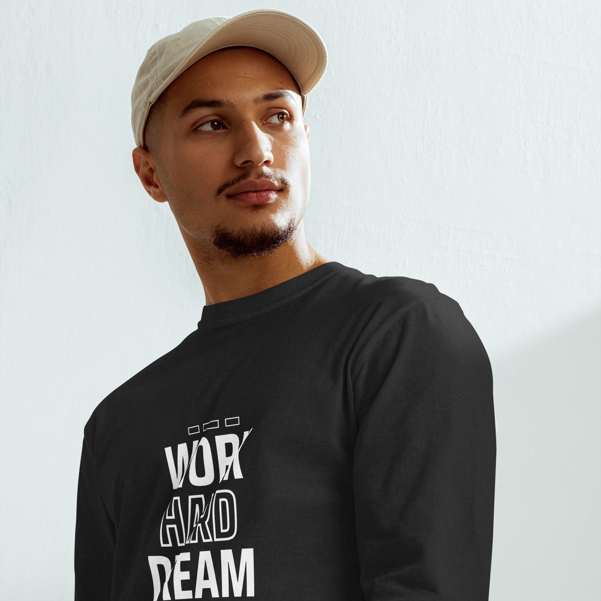 Unisex Garment-dyed heavyweight long-sleeve shirt | Work Hard , Dream Big long-sleeve shirt AwRans Clothing unisex-garment-dyed-heavyweight-long-sleeve-shirt-black-front-67eab157a8c4d