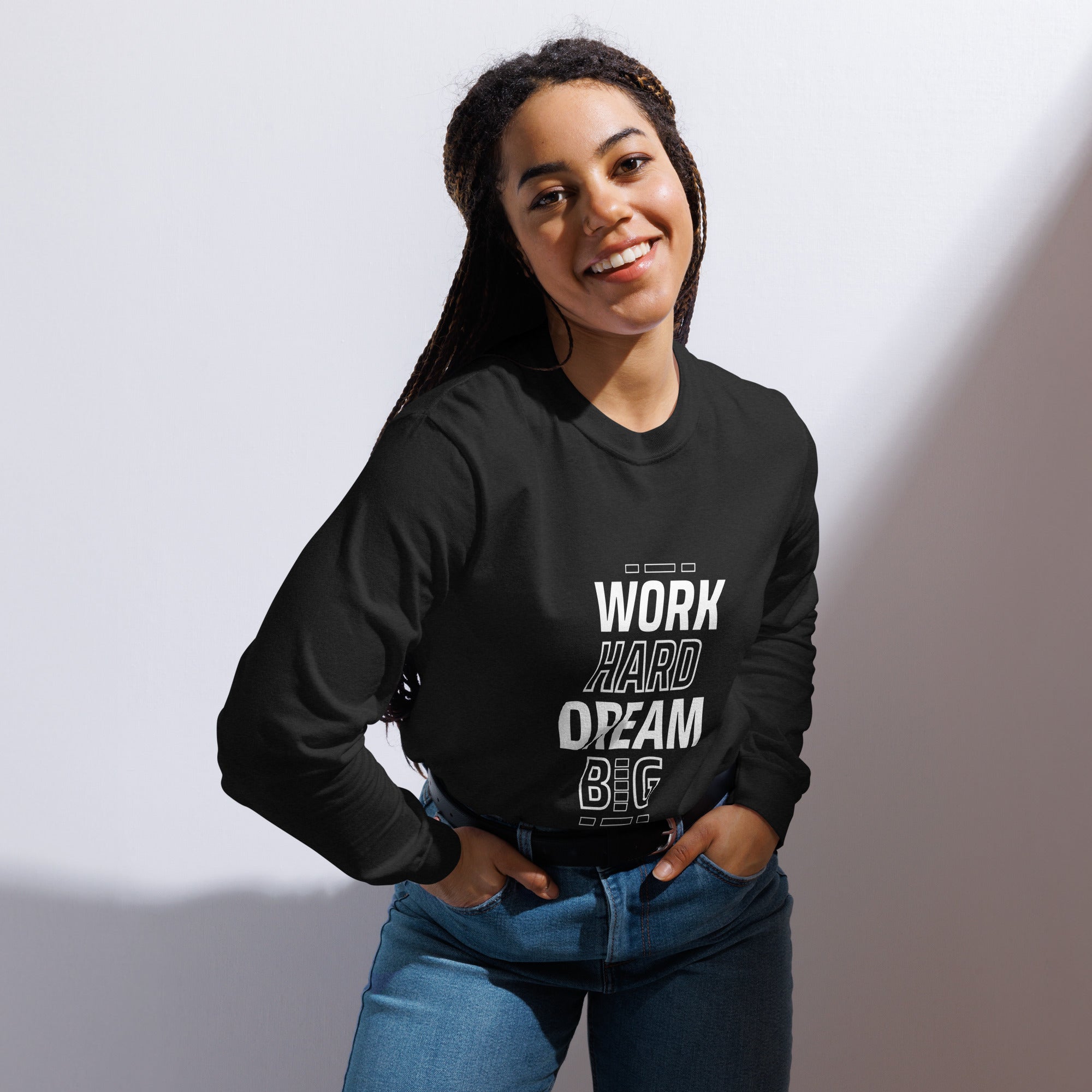 Unisex Garment-dyed heavyweight long-sleeve shirt | Work Hard , Dream Big long-sleeve shirt AwRans Clothing unisex-garment-dyed-heavyweight-long-sleeve-shirt-black-front-67eab157a8e20
