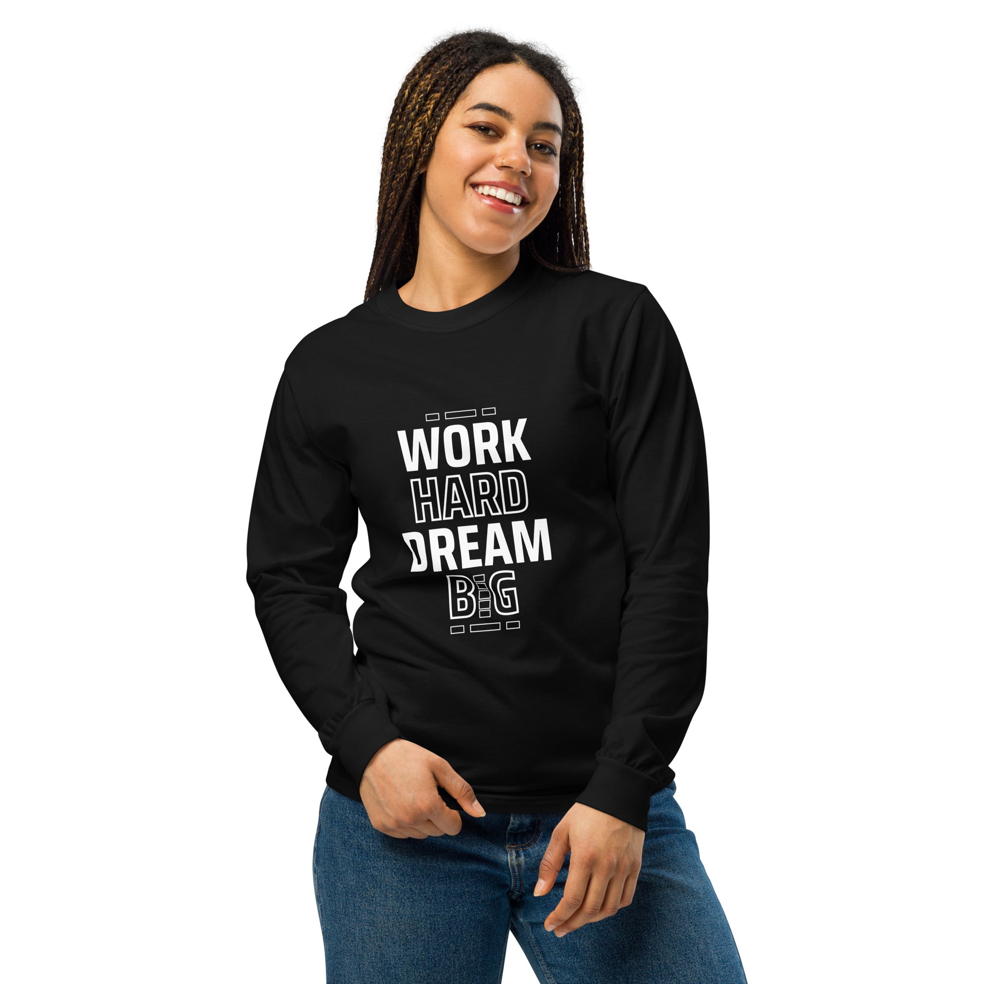 Unisex Garment-dyed heavyweight long-sleeve shirt | Work Hard , Dream Big long-sleeve shirt AwRans Clothing unisex-garment-dyed-heavyweight-long-sleeve-shirt-black-front-67eab157a98b5