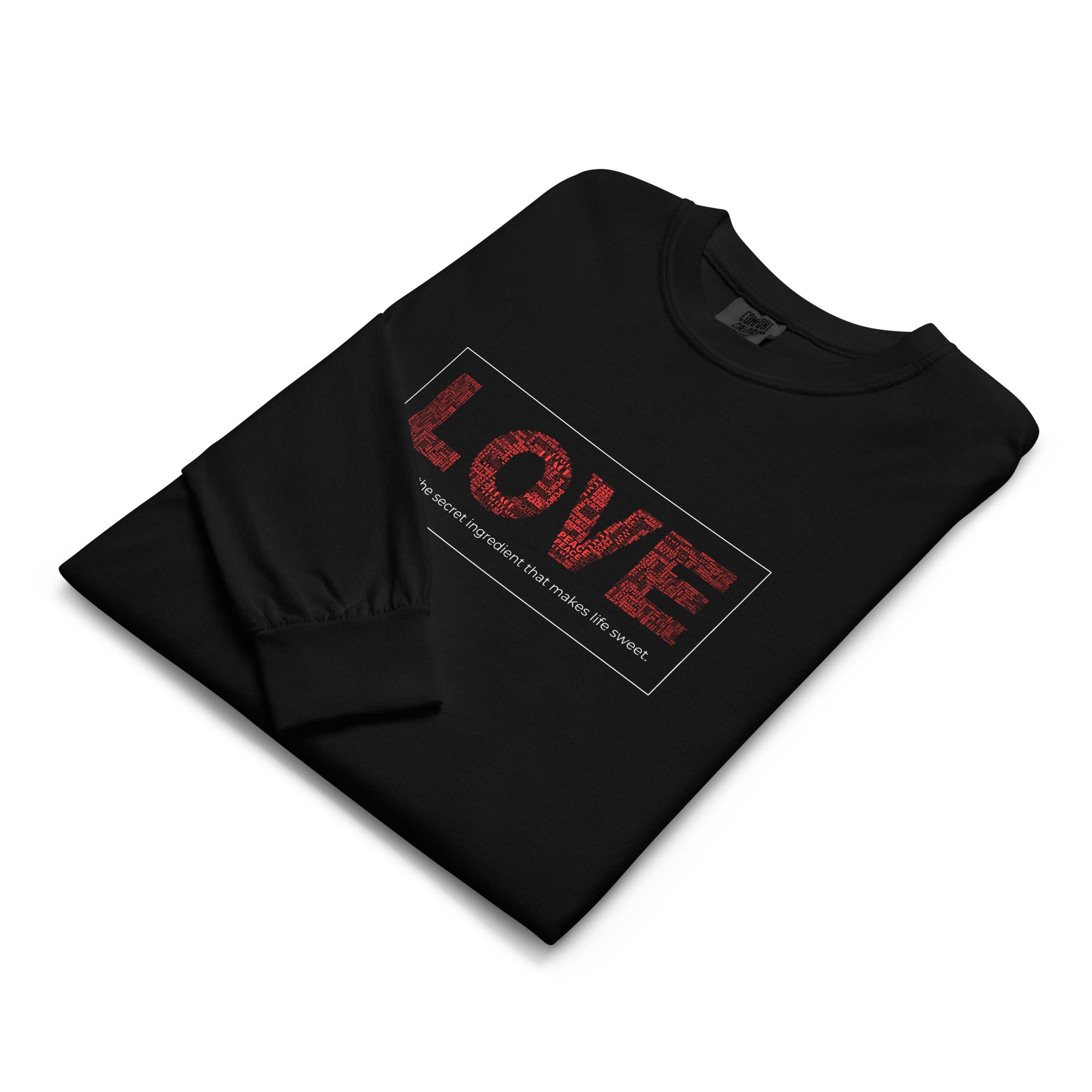 Unisex Garment-dyed heavyweight long-sleeve shirt | Love long-sleeve shirt AwRans Clothing unisex-garment-dyed-heavyweight-long-sleeve-shirt-black-front-67eab20c7b2c1
