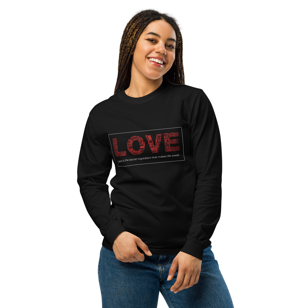 Unisex Garment-dyed heavyweight long-sleeve shirt | Love long-sleeve shirt AwRans Clothing unisex-garment-dyed-heavyweight-long-sleeve-shirt-black-front-67eab20c7c9a4