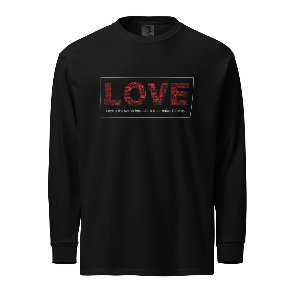 Unisex Garment-dyed heavyweight long-sleeve shirt | Love long-sleeve shirt AwRans Clothing unisex-garment-dyed-heavyweight-long-sleeve-shirt-black-front-67eab20c7d145