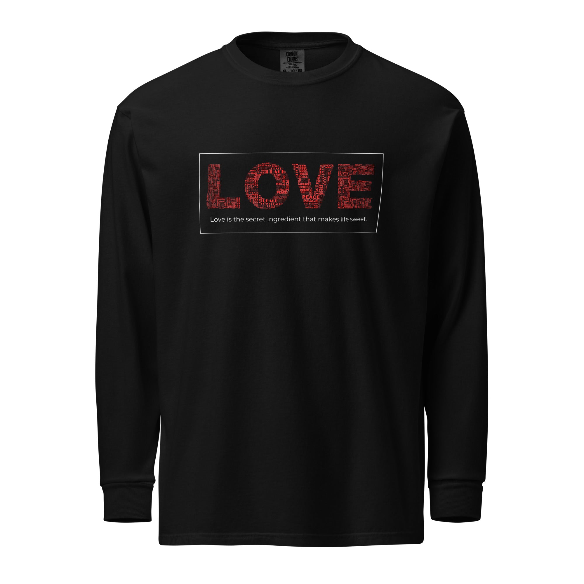 Unisex Garment-dyed heavyweight long-sleeve shirt | Love long-sleeve shirt AwRans Clothing unisex-garment-dyed-heavyweight-long-sleeve-shirt-black-front-67eab20c7d145
