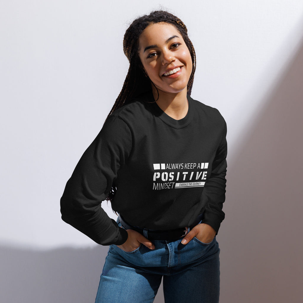 Unisex Garment-dyed heavyweight long-sleeve shirt | Always Keep A Positive Mindset long-sleeve shirt AwRans Clothing unisex-garment-dyed-heavyweight-long-sleeve-shirt-black-front-67eab2c306fbf