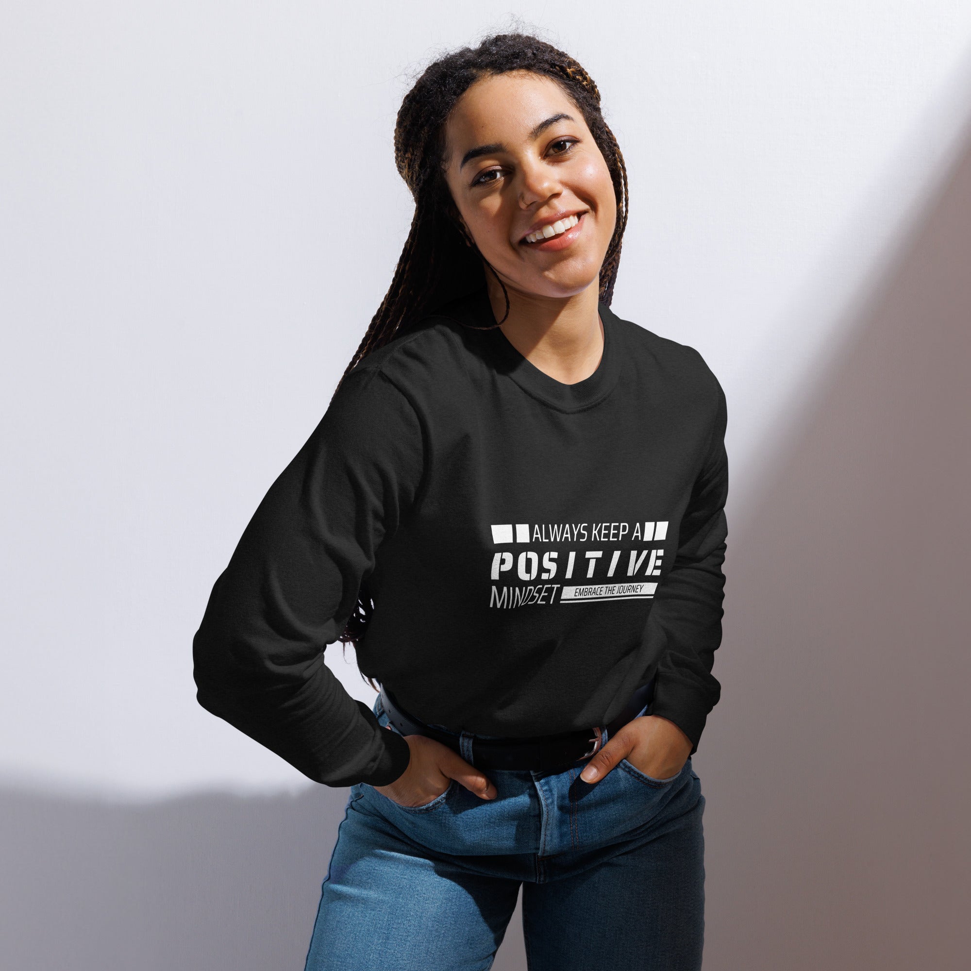 Unisex Garment-dyed heavyweight long-sleeve shirt | Always Keep A Positive Mindset long-sleeve shirt AwRans Clothing unisex-garment-dyed-heavyweight-long-sleeve-shirt-black-front-67eab2c306fbf