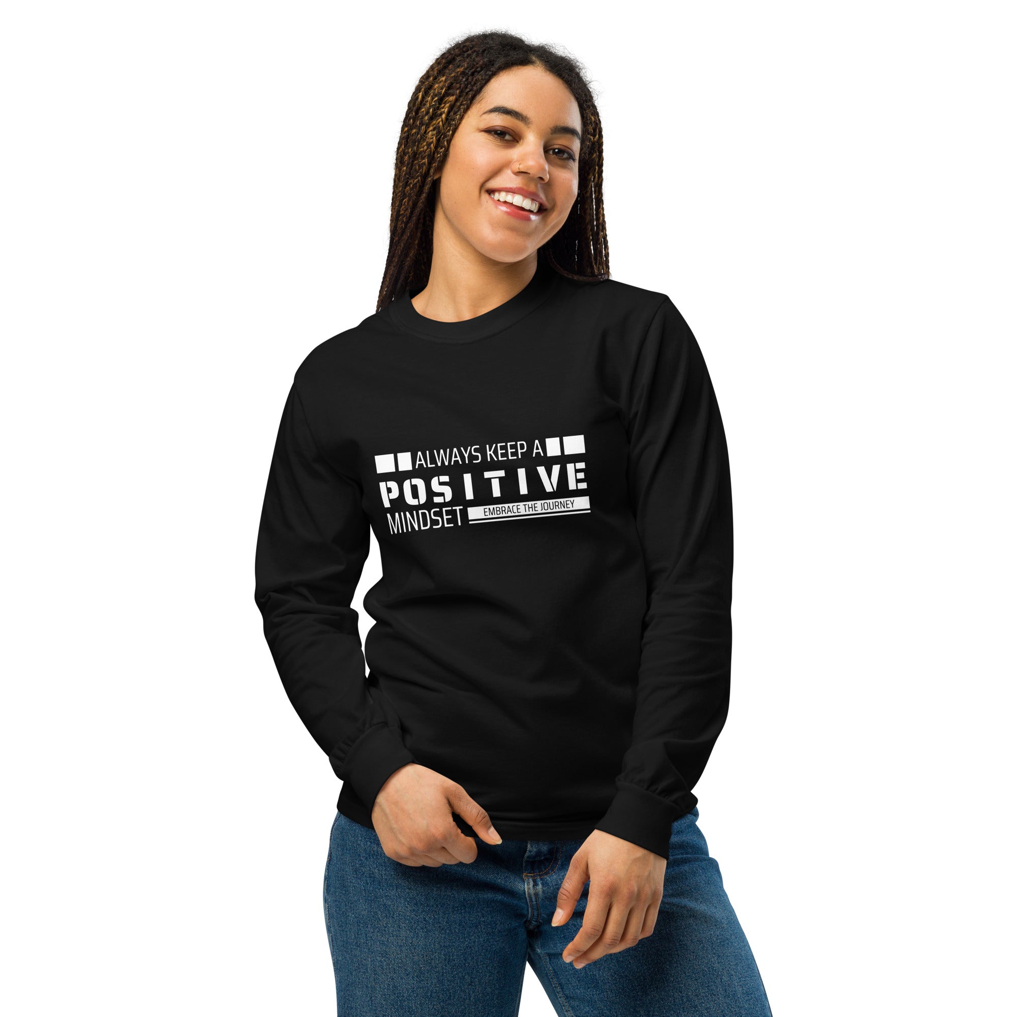 Unisex Garment-dyed heavyweight long-sleeve shirt | Always Keep A Positive Mindset long-sleeve shirt AwRans Clothing unisex-garment-dyed-heavyweight-long-sleeve-shirt-black-front-67eab2c307d6d