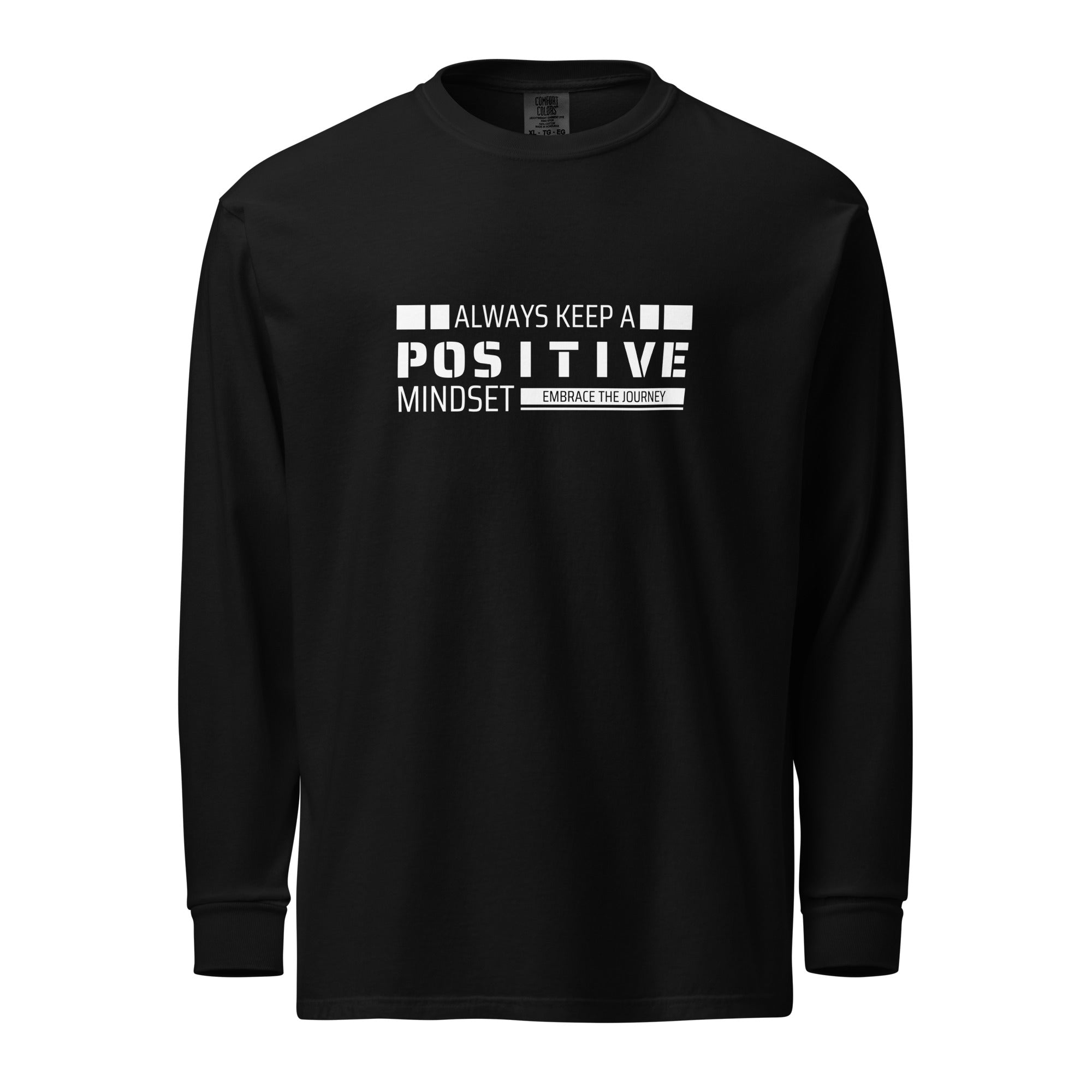 Unisex Garment-dyed heavyweight long-sleeve shirt | Always Keep A Positive Mindset long-sleeve shirt AwRans Clothing unisex-garment-dyed-heavyweight-long-sleeve-shirt-black-front-67eab2c308583
