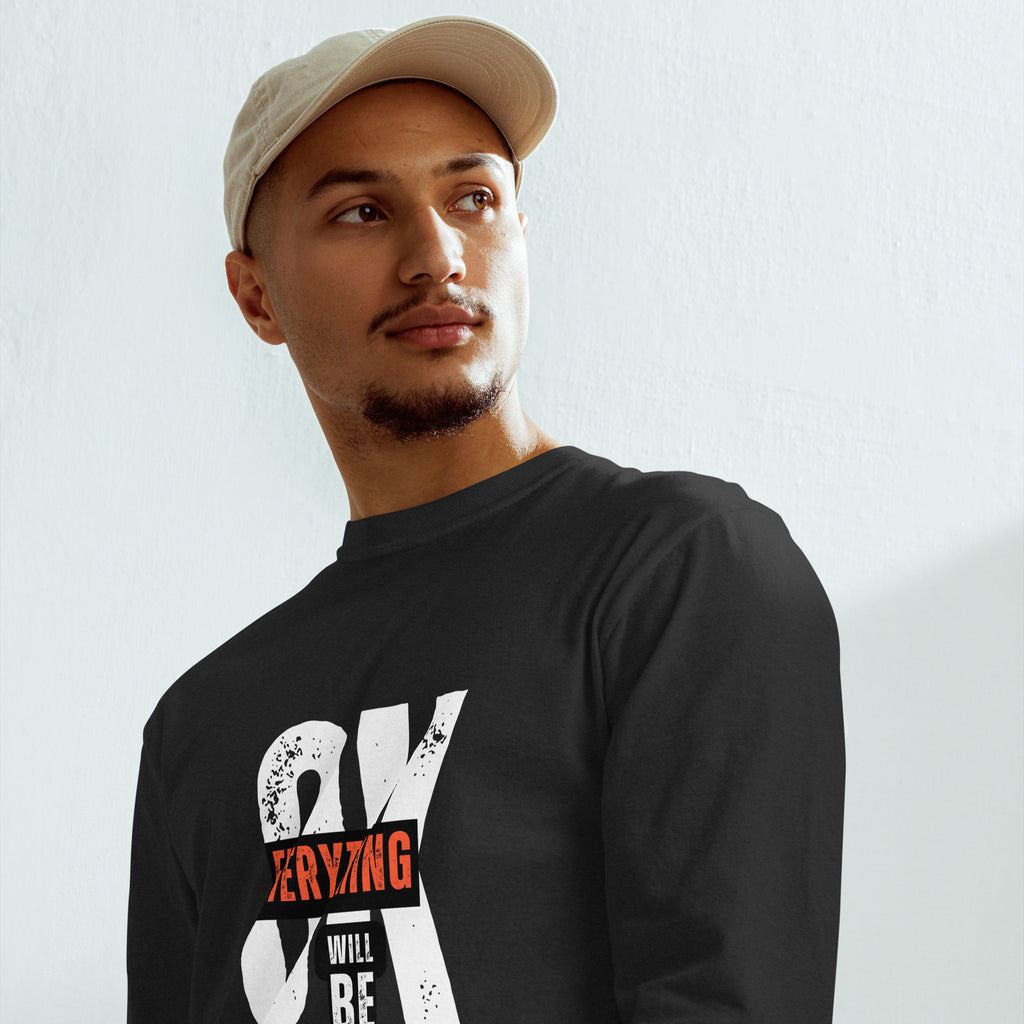 Unisex Garment-dyed heavyweight long-sleeve shirt | Everything Will Be Ok long-sleeve shirt AwRans Clothing unisex-garment-dyed-heavyweight-long-sleeve-shirt-black-front-67eab378c9fc8