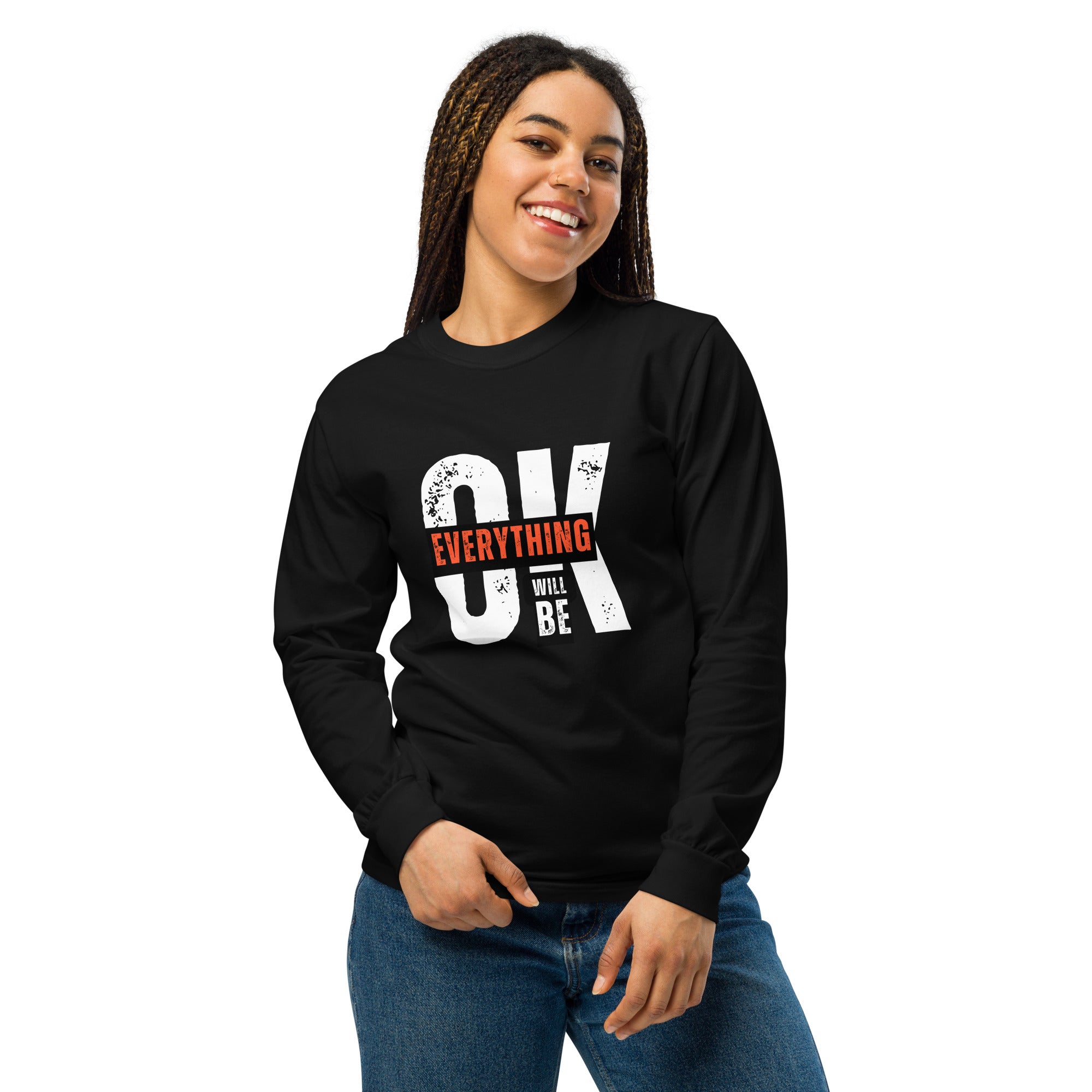 Unisex Garment-dyed heavyweight long-sleeve shirt | Everything Will Be Ok long-sleeve shirt AwRans Clothing unisex-garment-dyed-heavyweight-long-sleeve-shirt-black-front-67eab378cacf9