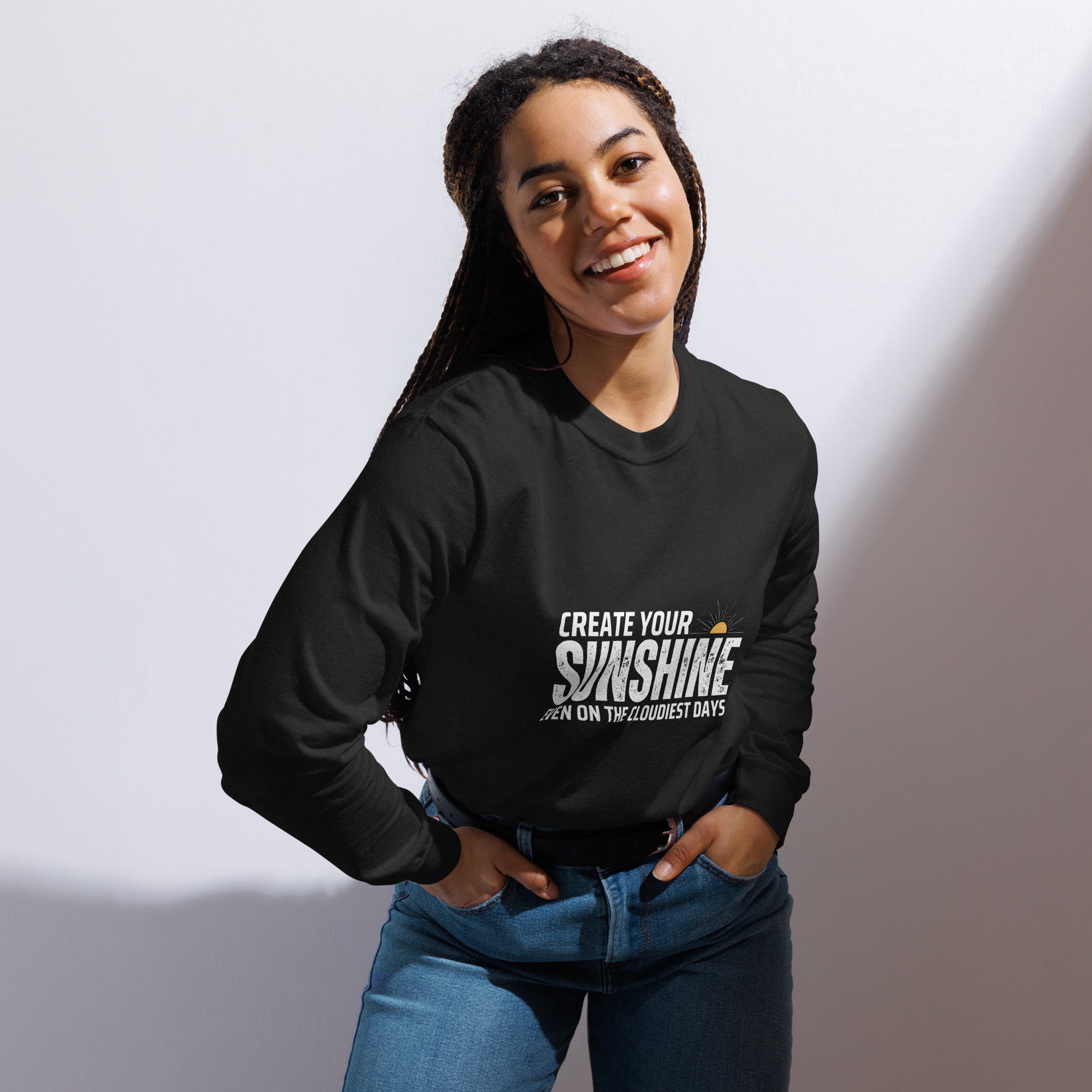 Unisex Garment-dyed heavyweight long-sleeve shirt | Create Your Sunshine long-sleeve shirt AwRans Clothing unisex-garment-dyed-heavyweight-long-sleeve-shirt-black-front-67eab773604a7