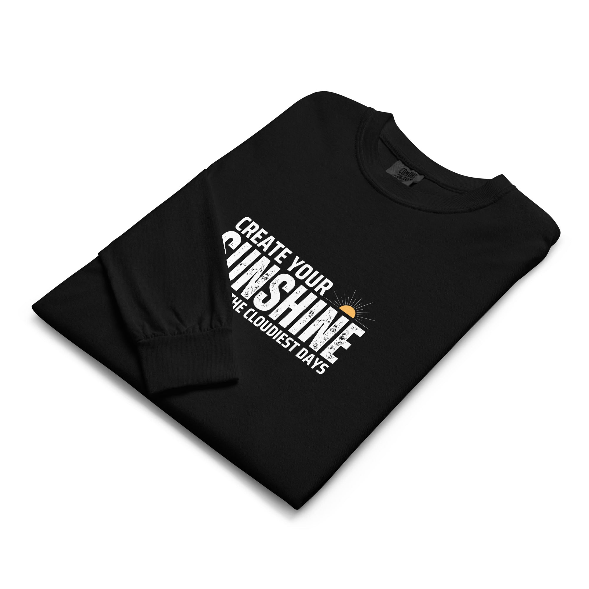 Unisex Garment-dyed heavyweight long-sleeve shirt | Create Your Sunshine long-sleeve shirt AwRans Clothing unisex-garment-dyed-heavyweight-long-sleeve-shirt-black-front-67eab77362bad