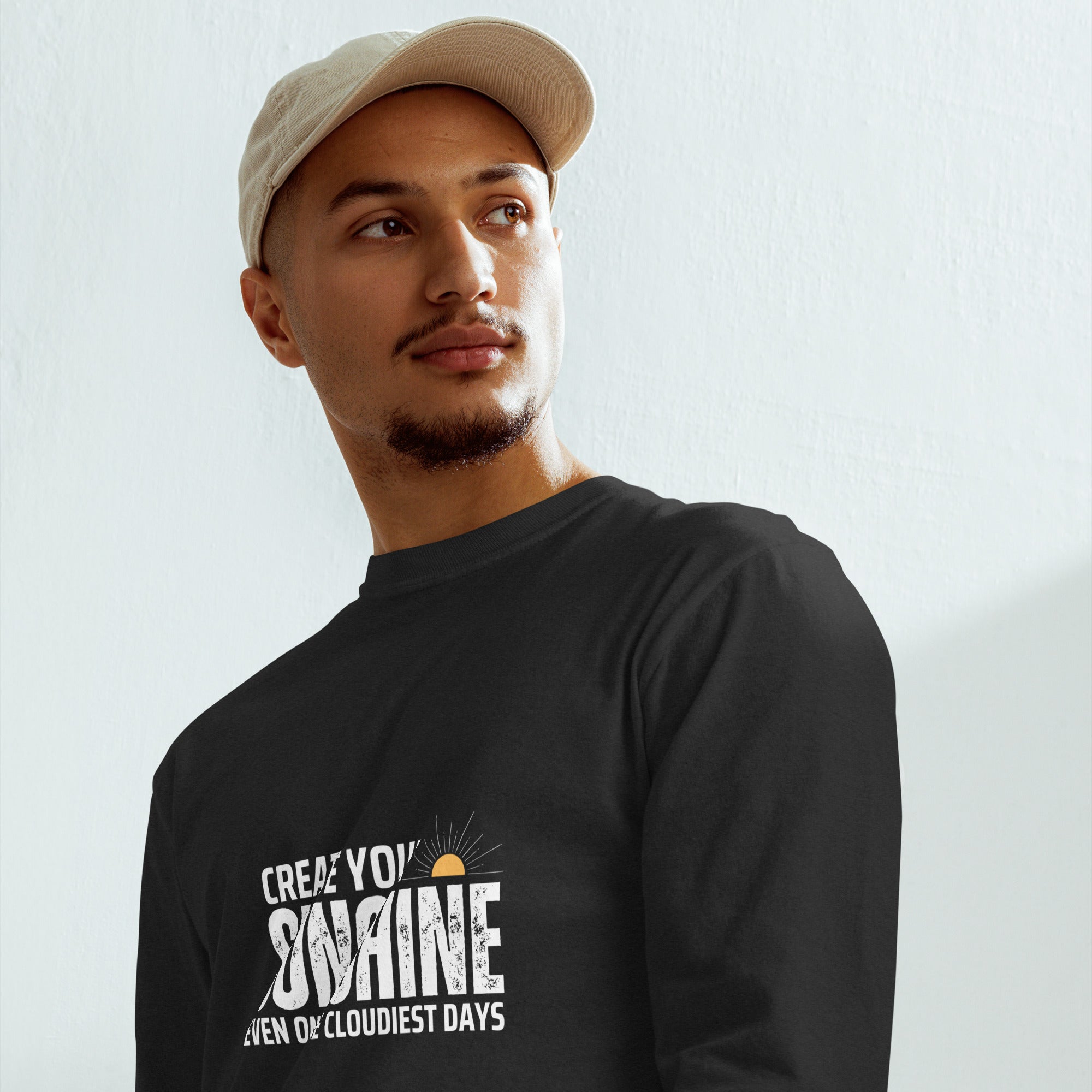 Unisex Garment-dyed heavyweight long-sleeve shirt | Create Your Sunshine long-sleeve shirt AwRans Clothing unisex-garment-dyed-heavyweight-long-sleeve-shirt-black-front-67eab77362daf