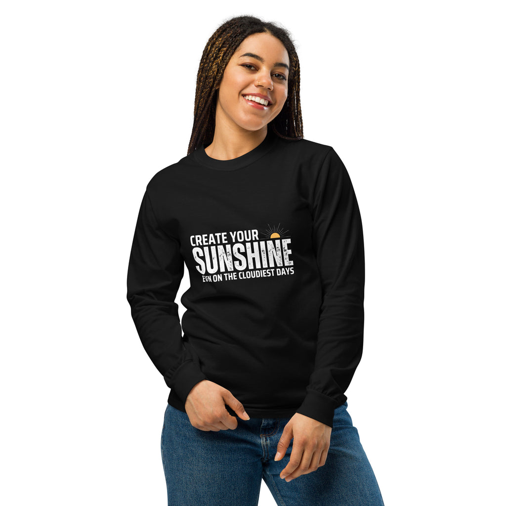 Unisex Garment-dyed heavyweight long-sleeve shirt | Create Your Sunshine long-sleeve shirt AwRans Clothing unisex-garment-dyed-heavyweight-long-sleeve-shirt-black-front-67eab7736364a