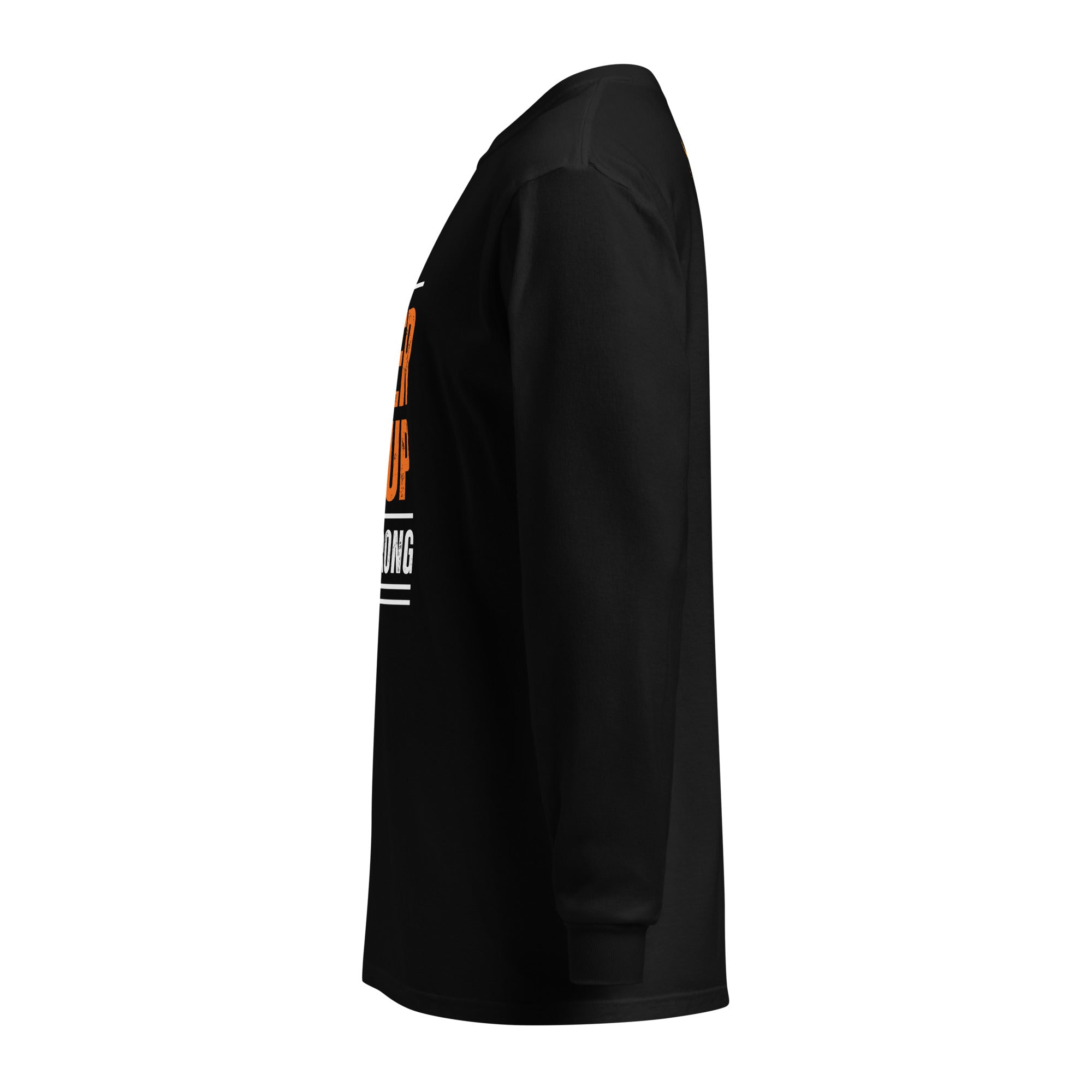 Unisex Garment-dyed heavyweight long-sleeve shirt | Always Never Give Up Stay Strong long-sleeve shirt AwRans Clothing unisex-garment-dyed-heavyweight-long-sleeve-shirt-black-left-67eab0a3bed19
