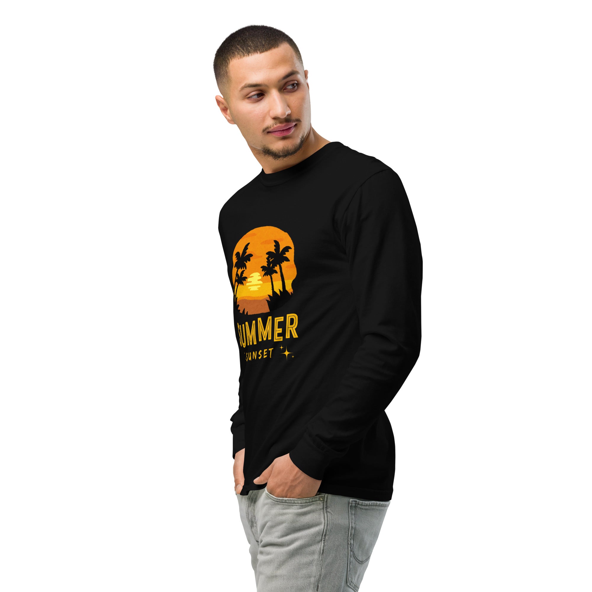Unisex Garment-dyed heavyweight long-sleeve shirt | Summer Sunset long-sleeve shirt AwRans Clothing unisex-garment-dyed-heavyweight-long-sleeve-shirt-black-left-front-2-67eaae921b8cb