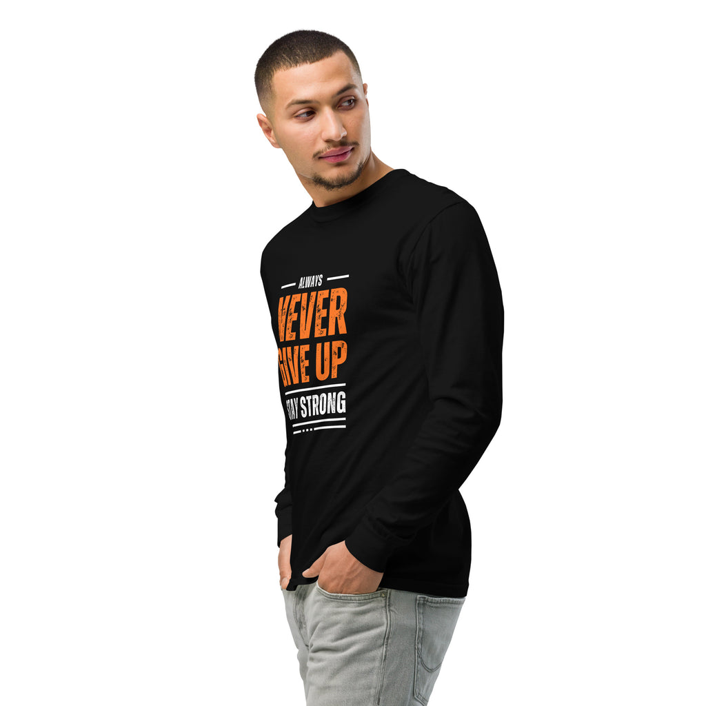 Unisex Garment-dyed heavyweight long-sleeve shirt | Always Never Give Up Stay Strong long-sleeve shirt AwRans Clothing unisex-garment-dyed-heavyweight-long-sleeve-shirt-black-left-front-2-67eab0a3bce3f