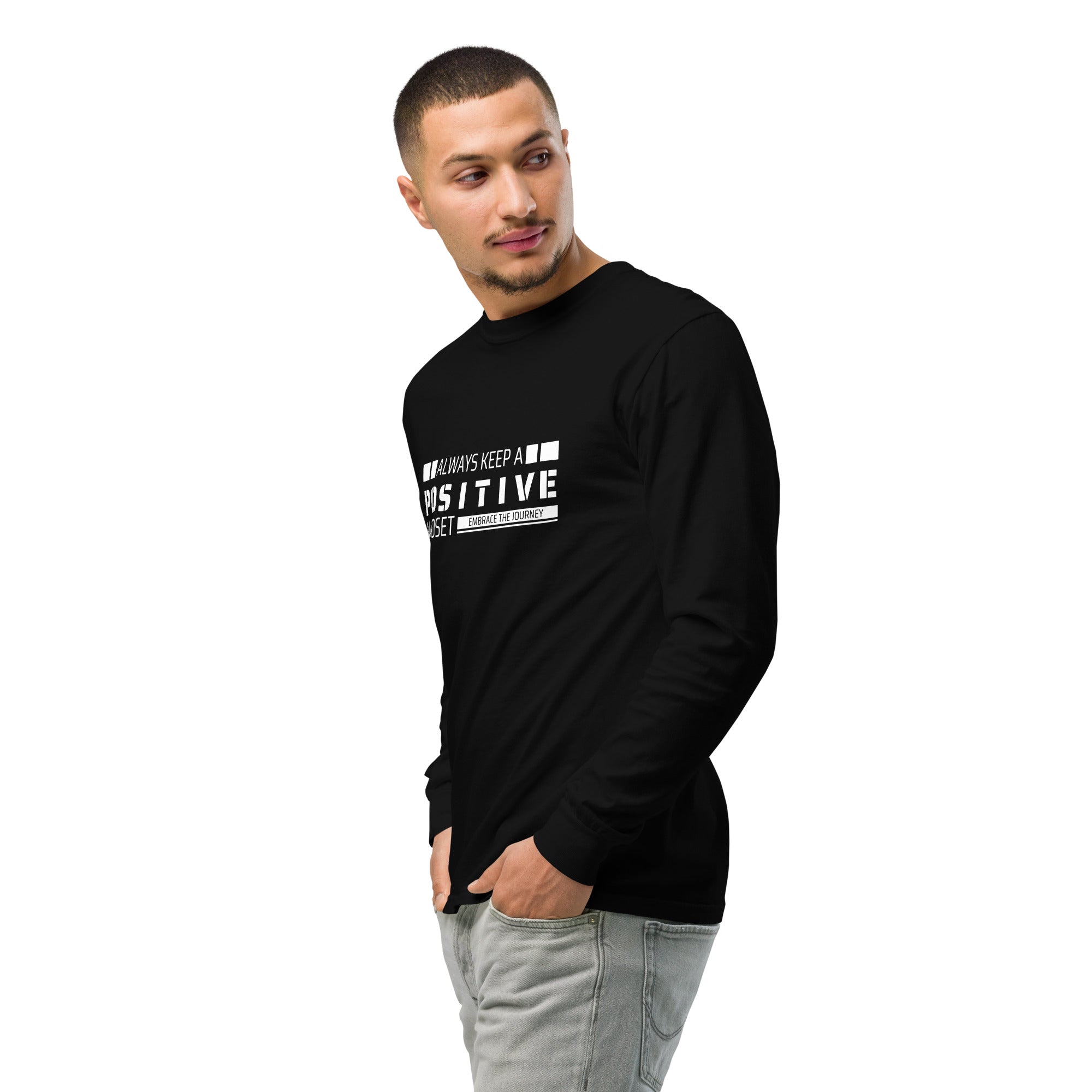Unisex Garment-dyed heavyweight long-sleeve shirt | Always Keep A Positive Mindset long-sleeve shirt AwRans Clothing unisex-garment-dyed-heavyweight-long-sleeve-shirt-black-left-front-2-67eab2c305eef