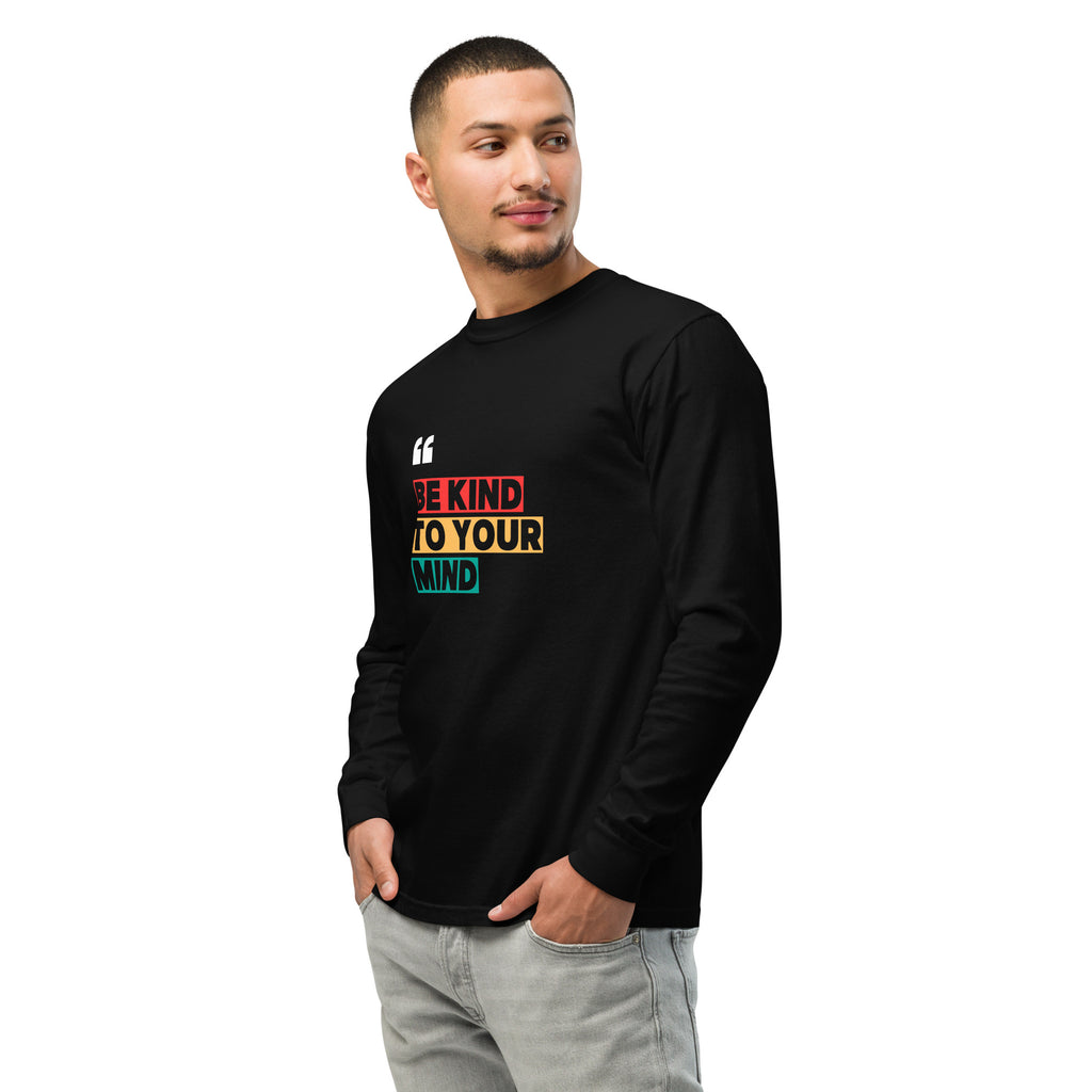 Unisex Garment-dyed heavyweight long-sleeve shirt | Be Kind To Your Mind long-sleeve shirt AwRans Clothing unisex-garment-dyed-heavyweight-long-sleeve-shirt-black-left-front-67eaaff168a32