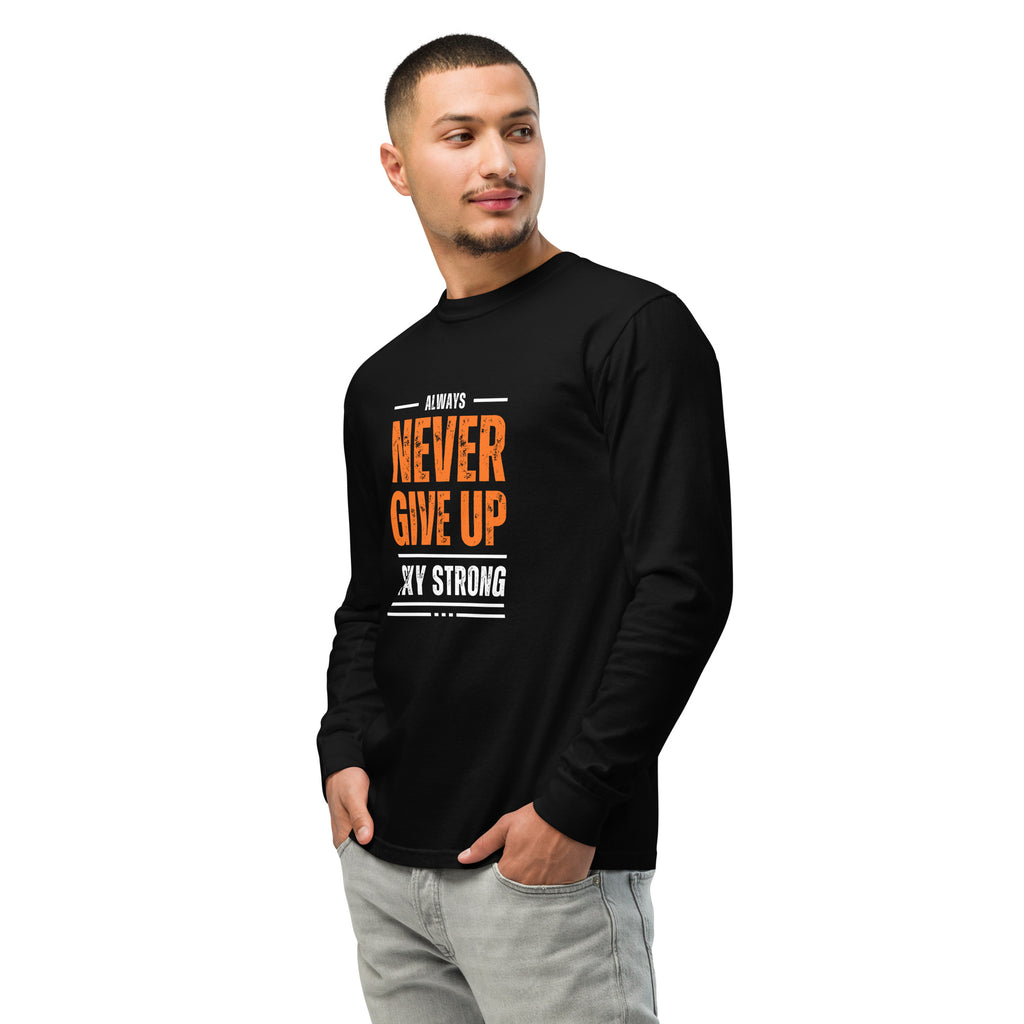 Unisex Garment-dyed heavyweight long-sleeve shirt | Always Never Give Up Stay Strong long-sleeve shirt AwRans Clothing unisex-garment-dyed-heavyweight-long-sleeve-shirt-black-left-front-67eab0a3bfab6