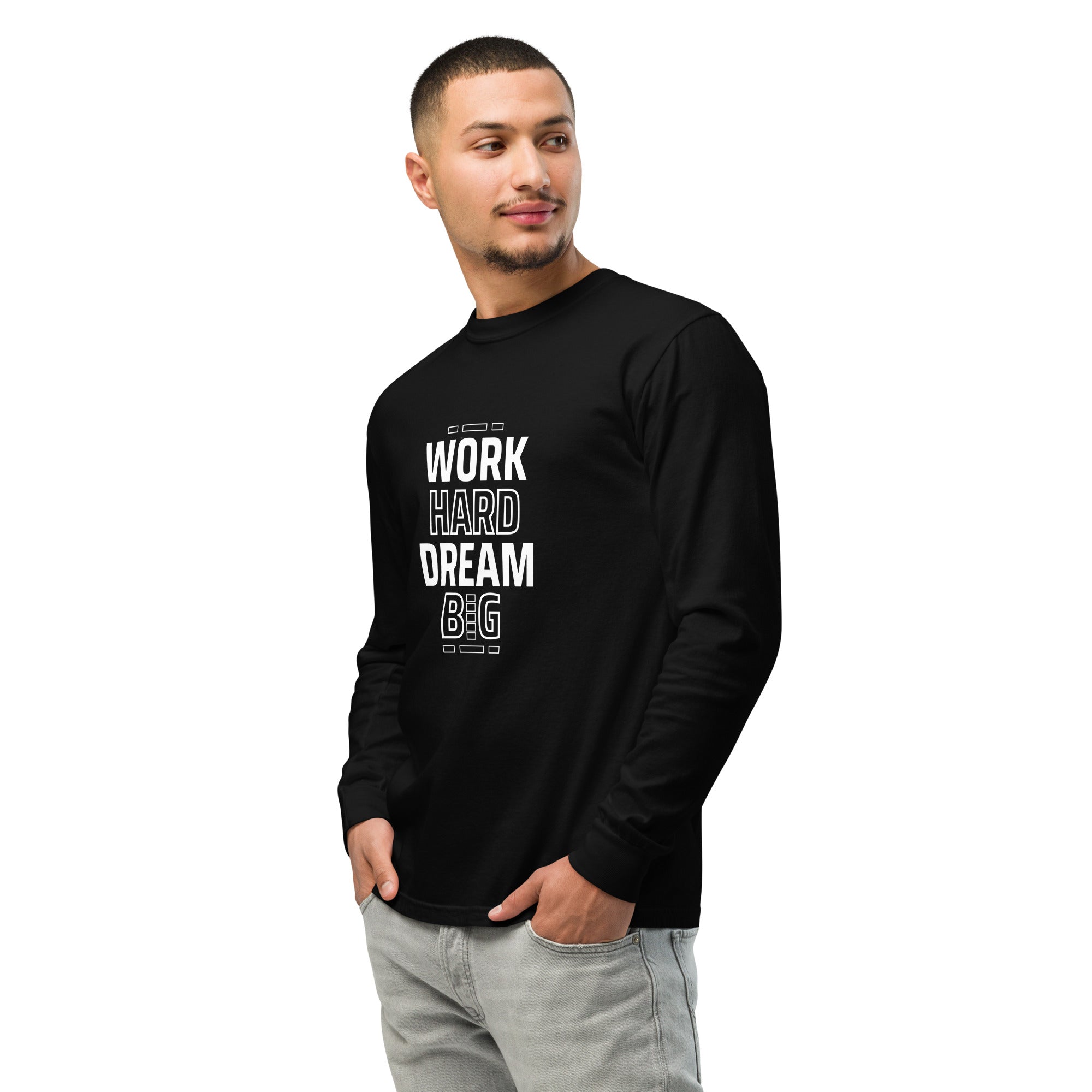 Unisex Garment-dyed heavyweight long-sleeve shirt | Work Hard , Dream Big long-sleeve shirt AwRans Clothing unisex-garment-dyed-heavyweight-long-sleeve-shirt-black-left-front-67eab157a9bee