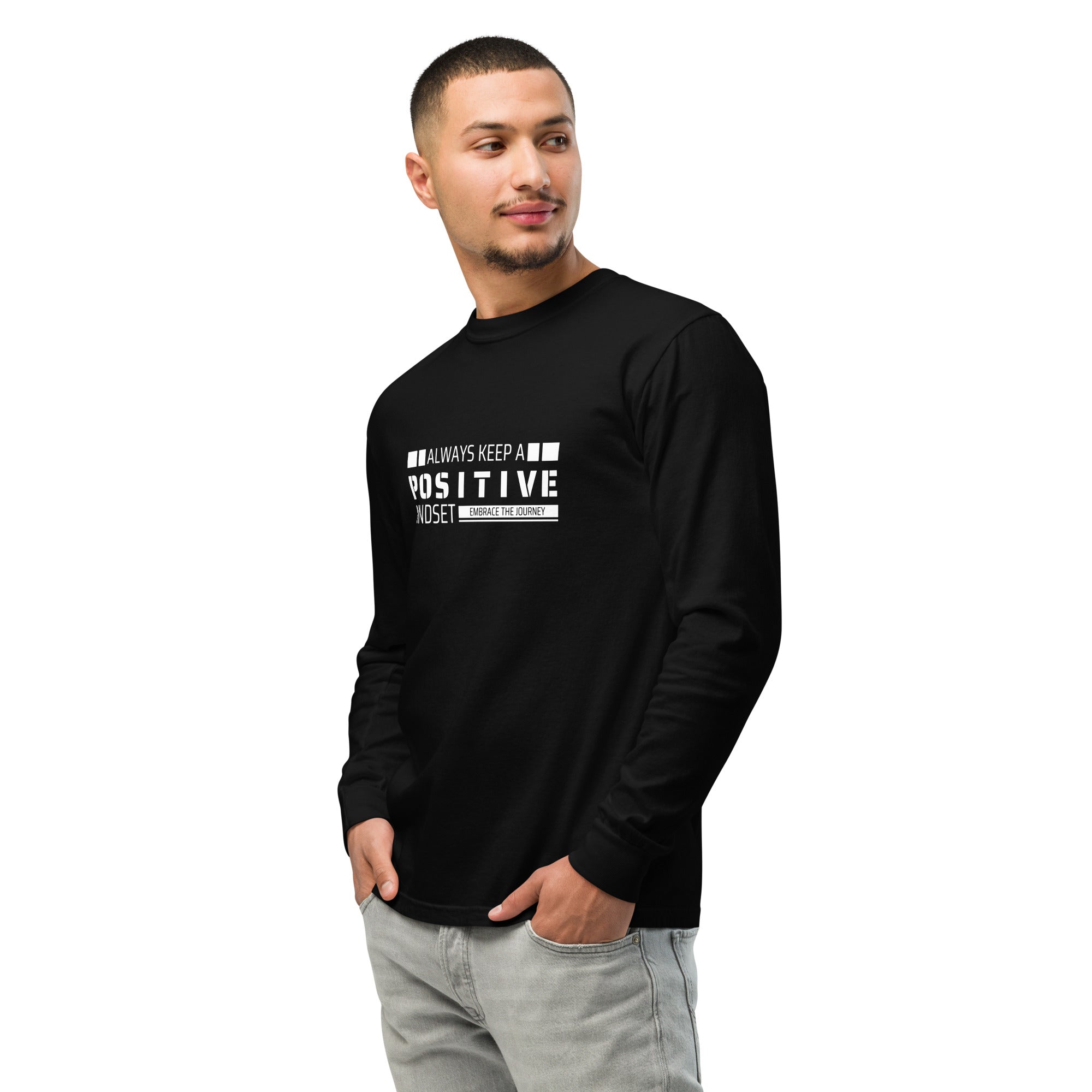Unisex Garment-dyed heavyweight long-sleeve shirt | Always Keep A Positive Mindset long-sleeve shirt AwRans Clothing unisex-garment-dyed-heavyweight-long-sleeve-shirt-black-left-front-67eab2c308336