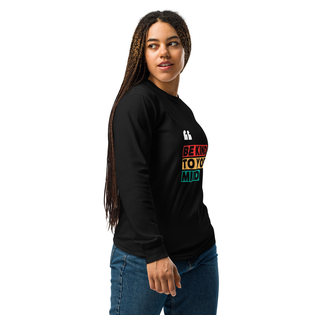 Unisex Garment-dyed heavyweight long-sleeve shirt | Be Kind To Your Mind long-sleeve shirt AwRans Clothing unisex-garment-dyed-heavyweight-long-sleeve-shirt-black-right-67eaaff168875