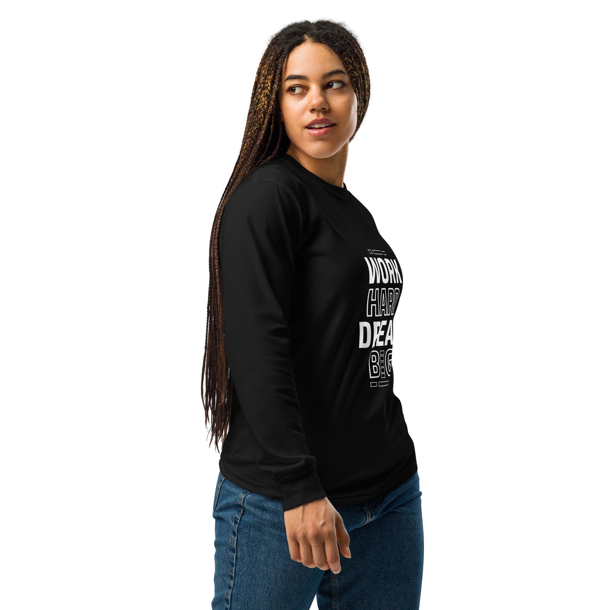 Unisex Garment-dyed heavyweight long-sleeve shirt | Work Hard , Dream Big long-sleeve shirt AwRans Clothing unisex-garment-dyed-heavyweight-long-sleeve-shirt-black-right-67eab157a9a53