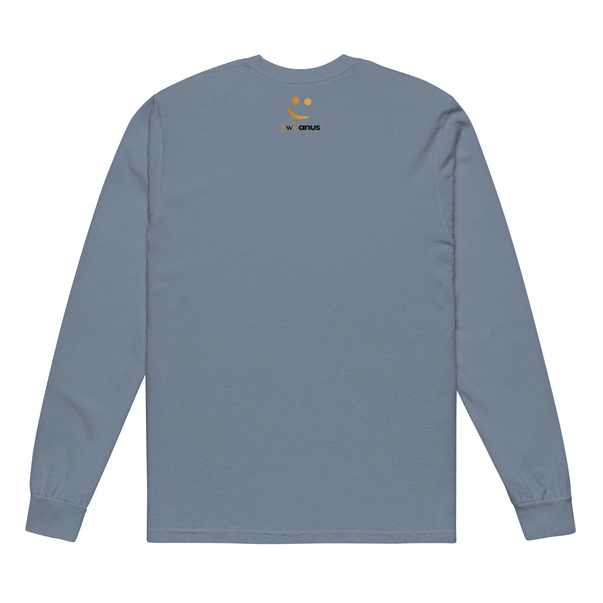 Unisex Garment-dyed heavyweight long-sleeve shirt | Be Kind To Your Mind long-sleeve shirt AwRans Clothing unisex-garment-dyed-heavyweight-long-sleeve-shirt-blue-jean-back-67eaaff1b50d1