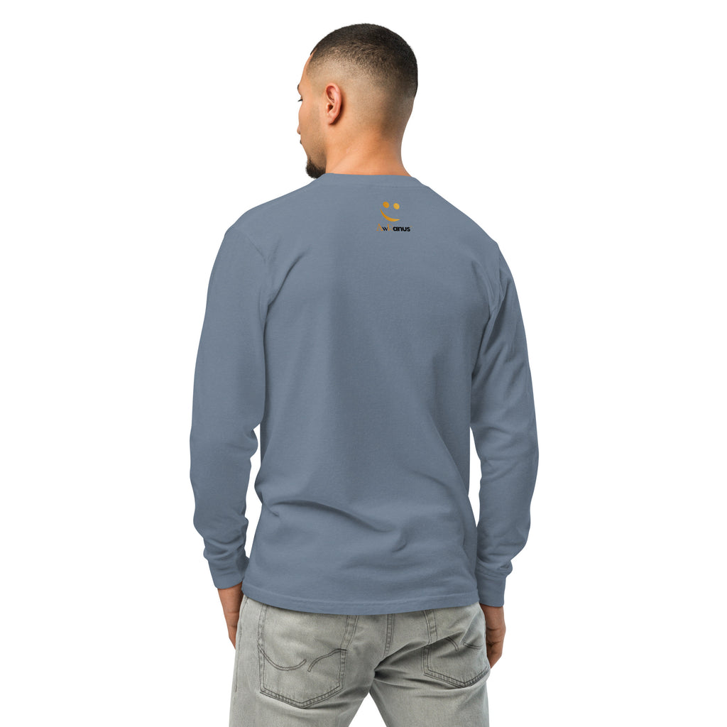 Unisex Garment-dyed heavyweight long-sleeve shirt | Create Your Sunshine long-sleeve shirt AwRans Clothing unisex-garment-dyed-heavyweight-long-sleeve-shirt-blue-jean-back-67eab7737141a